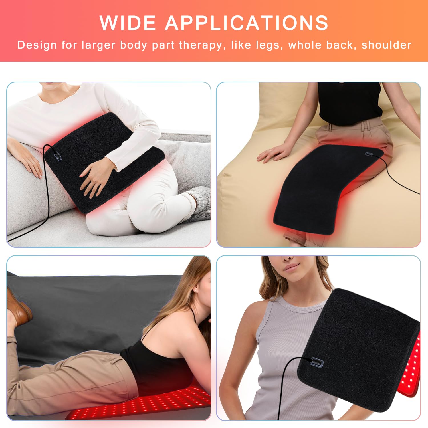 bonodave tapis thérapie lumière rouge jambes, chaleur apaisante pour les muscles