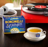 Bonomelli Filtrofiore Camomille, actifs et huiles essentielles mis en valeur lors de l'infusion.