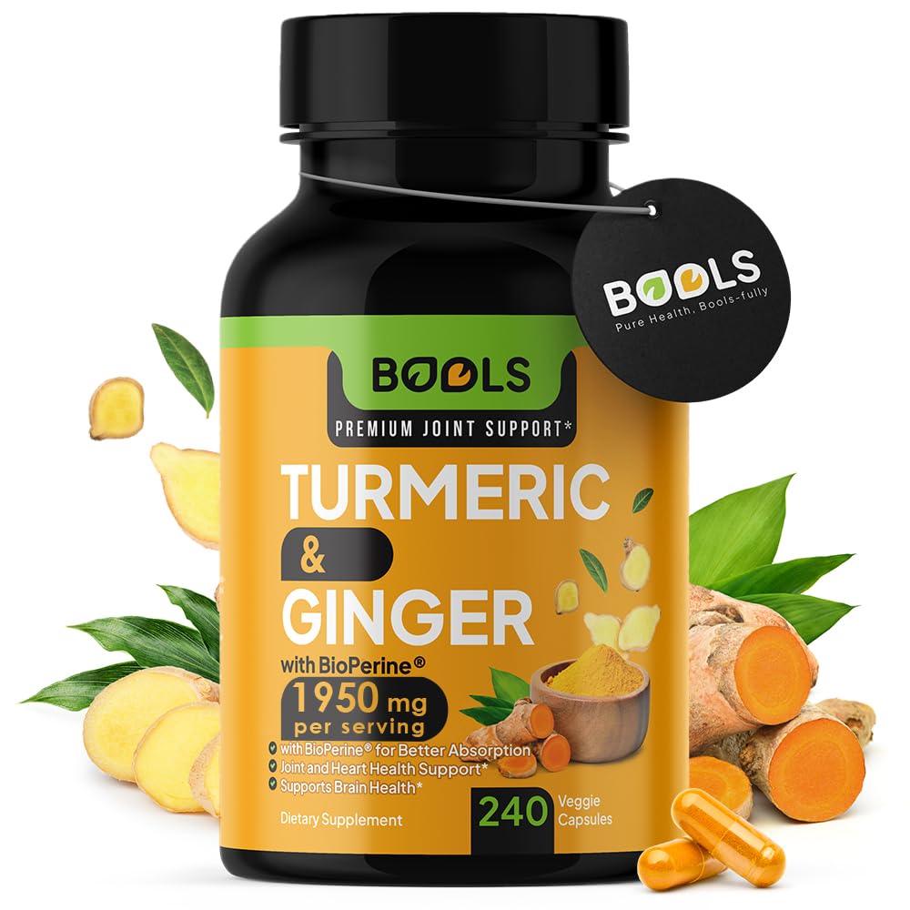 Bouteille Bools Curcuma-Curcumine, BioPerine et Gingembre, absorption optimisée.