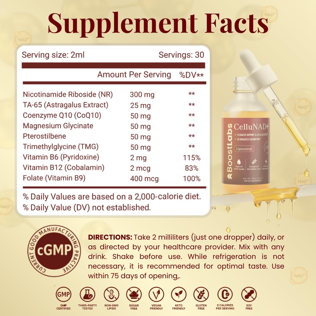 Boost Labs Liposomal NAD+ – énergie soutenue et récupération.