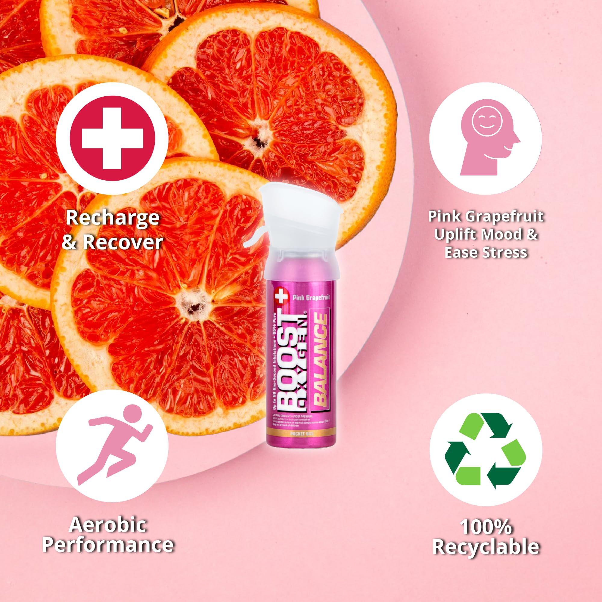 Boost Oxygen Balance – canette de 3 litres, oxygène portable pratique.