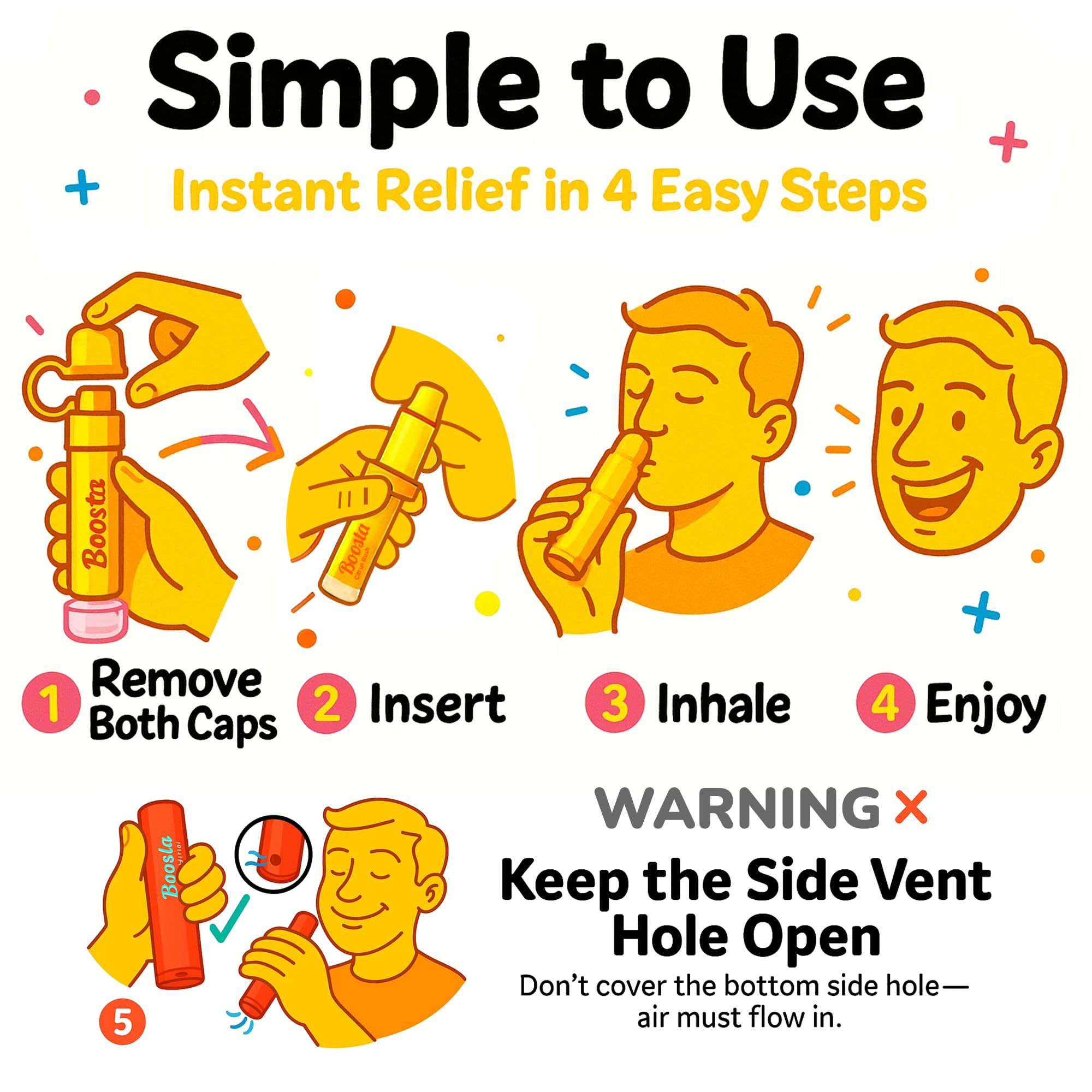 Boosta inhalateur nasal concentration rapide pour rester alerte au travail.