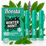 Boosta inhalateur nasal menthe hivernale pour une sensation rafraîchissante et concentration rapide.