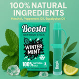 Boosta inhalateur nasal portatif, idéal dans la poche pour usage rapide.
