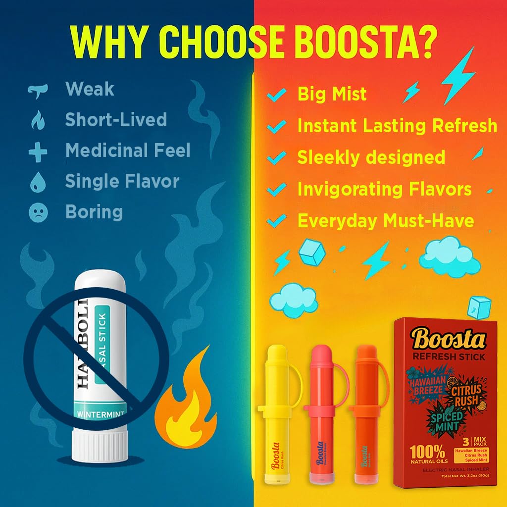Boosta inhalateur nasal emballage individuel, usage en déplacement.