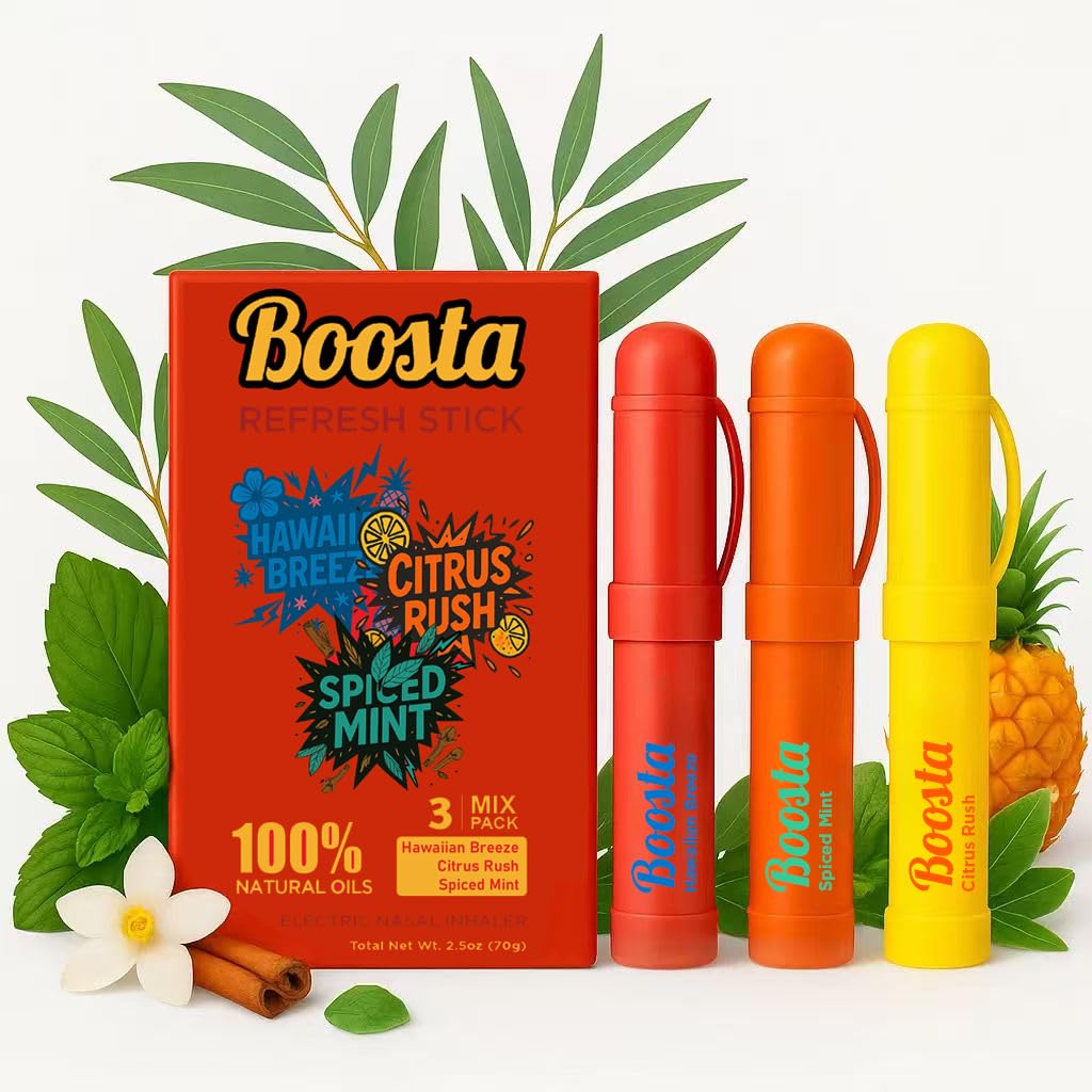 Boosta inhalateur nasal menthol, rafraîchissement rapide et concentration.