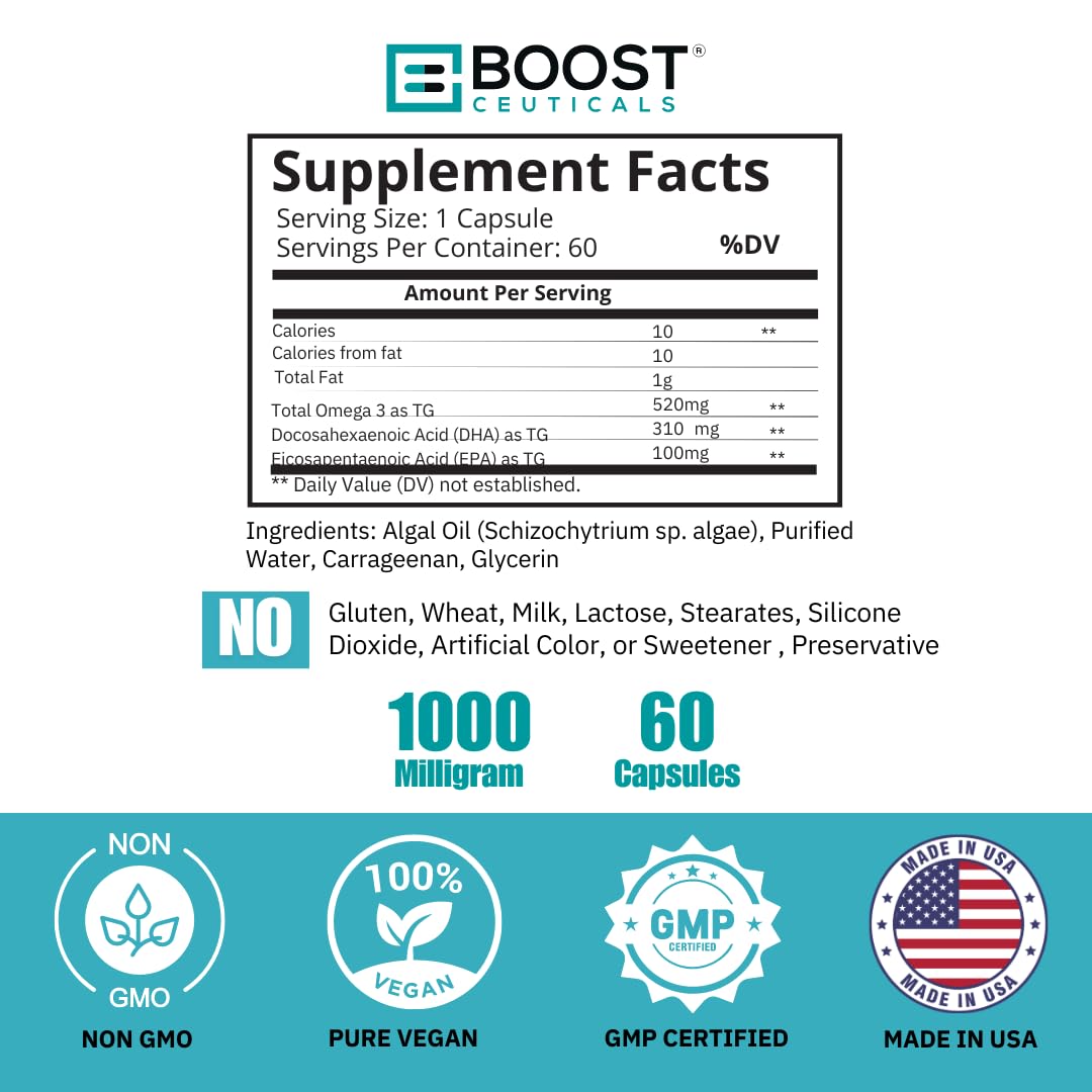 Certifications GMP et tests en laboratoire BoostCeuticals Omega3 algue.