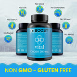 Capsules vegan BoostCeuticals CoQ10, sans stéarates ni silice.
