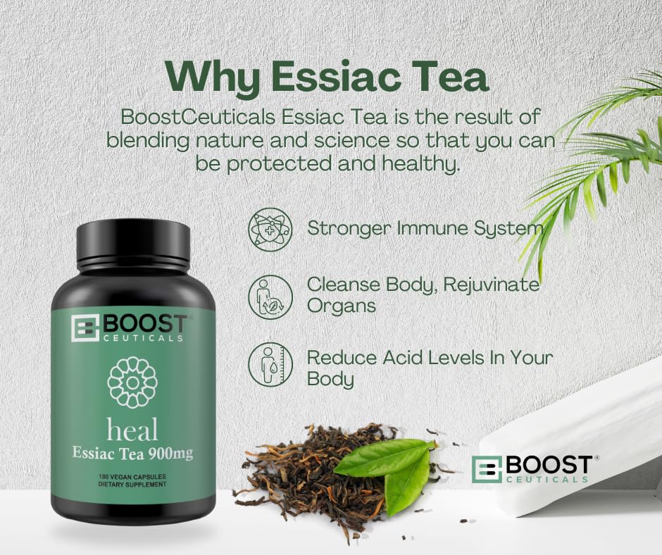 Gélules Essiac BoostCeuticals 900 mg prêtes à être prises dans une routine quotidienne.