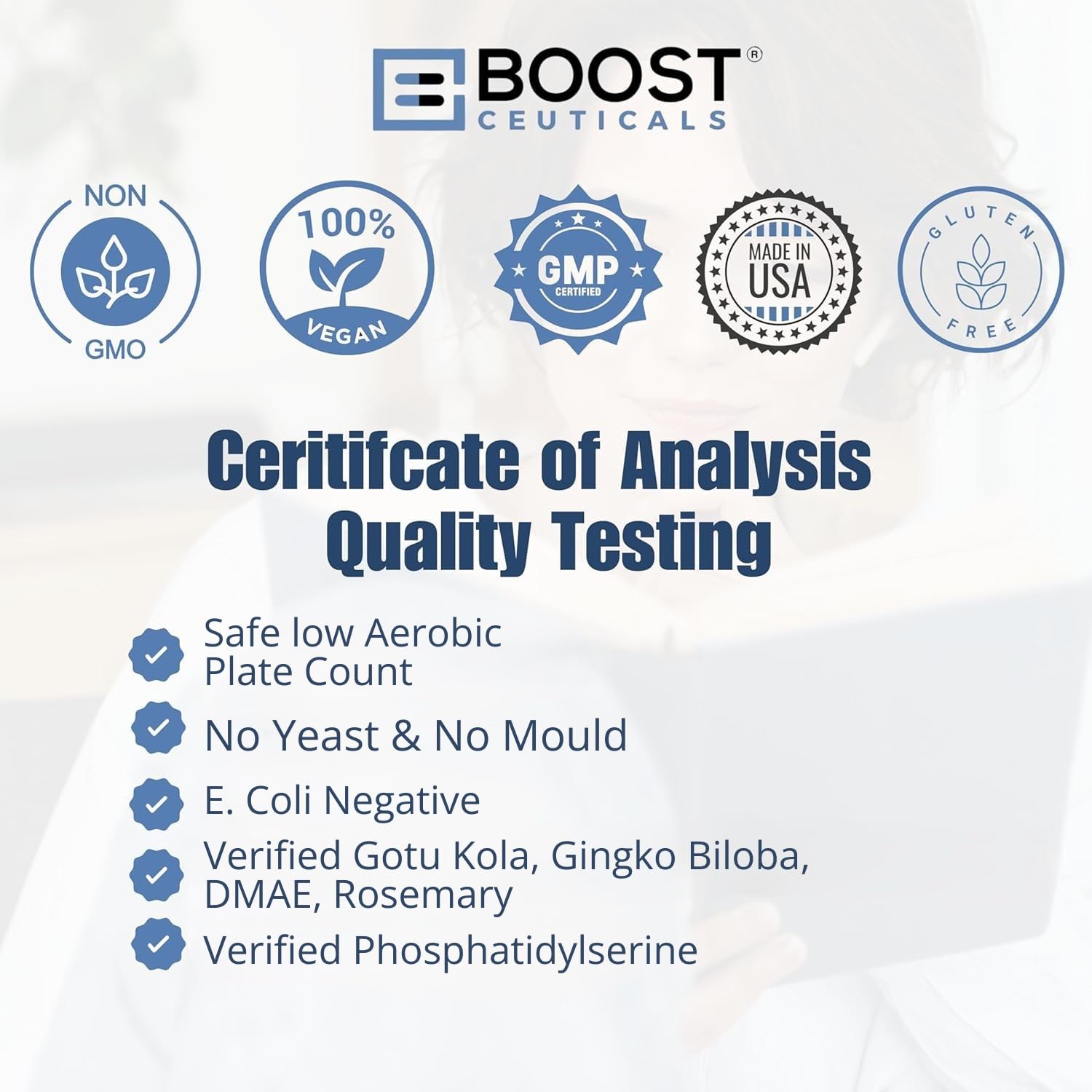 BoostCeuticals laboratoire GMP certifié USA, contrôle qualité rassurant.
