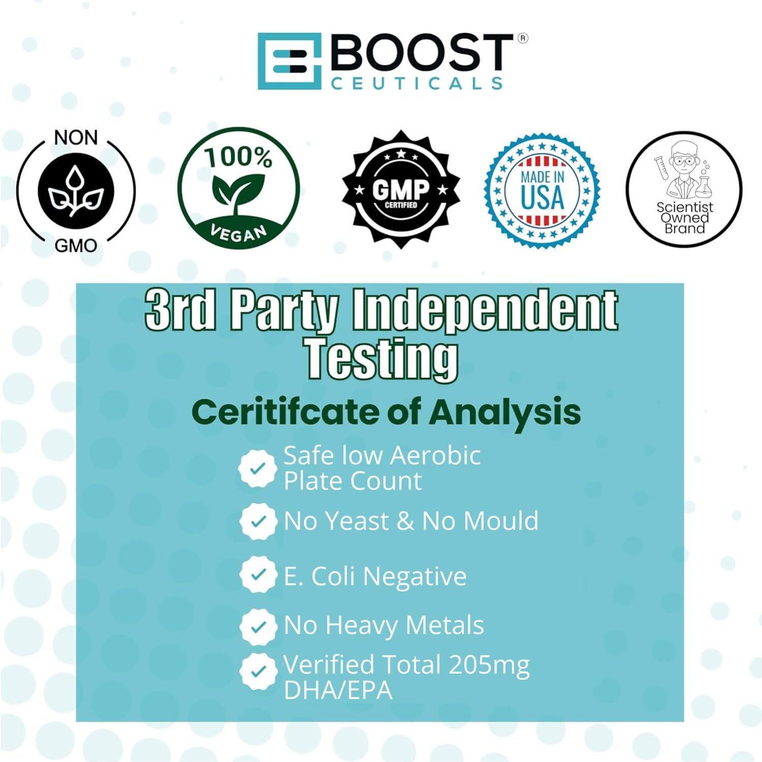 BoostCeuticals Oméga-3 algues — absorption optimisée avec repas.