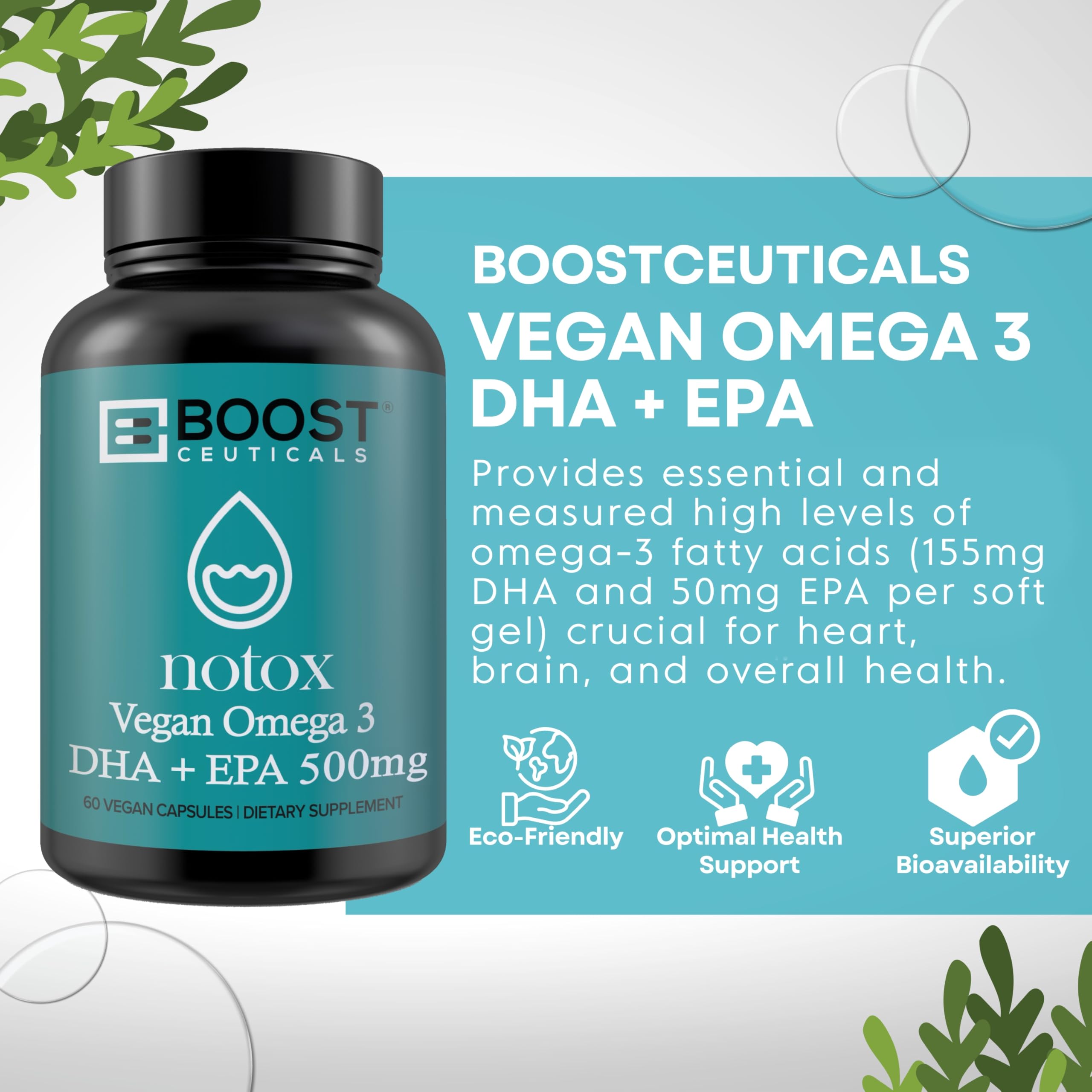 BoostCeuticals Oméga-3 algues — gelules sans arôme, goût neutre.