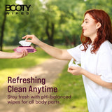 Booty Wipes emballage verso détail des ingrédients aloé et vitamine E.