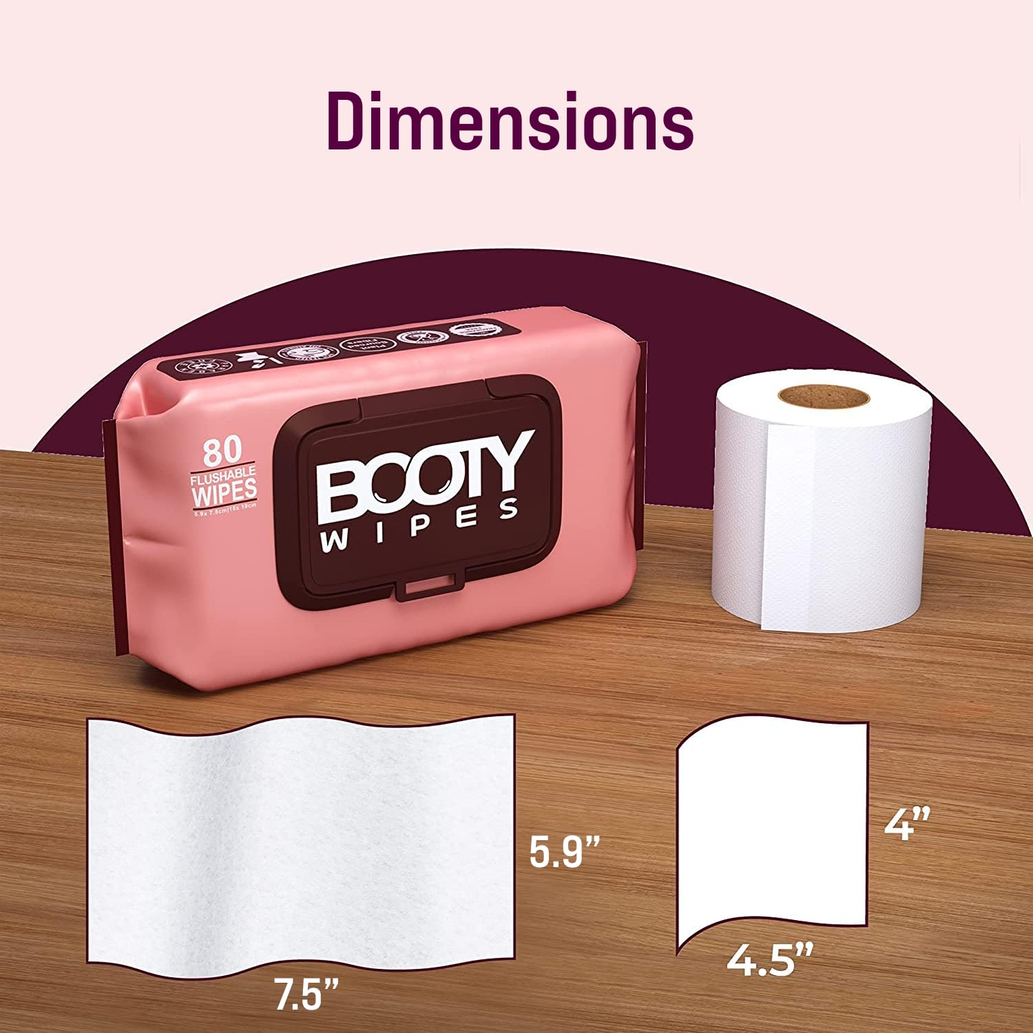Booty Wipes lingettes ouvertes démontrant texture et couverture généreuse.
