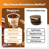 Muffin Bootylicious Chocolat-Beurre de cacahuète, ingrédients protéiques visibles pour nutrition.