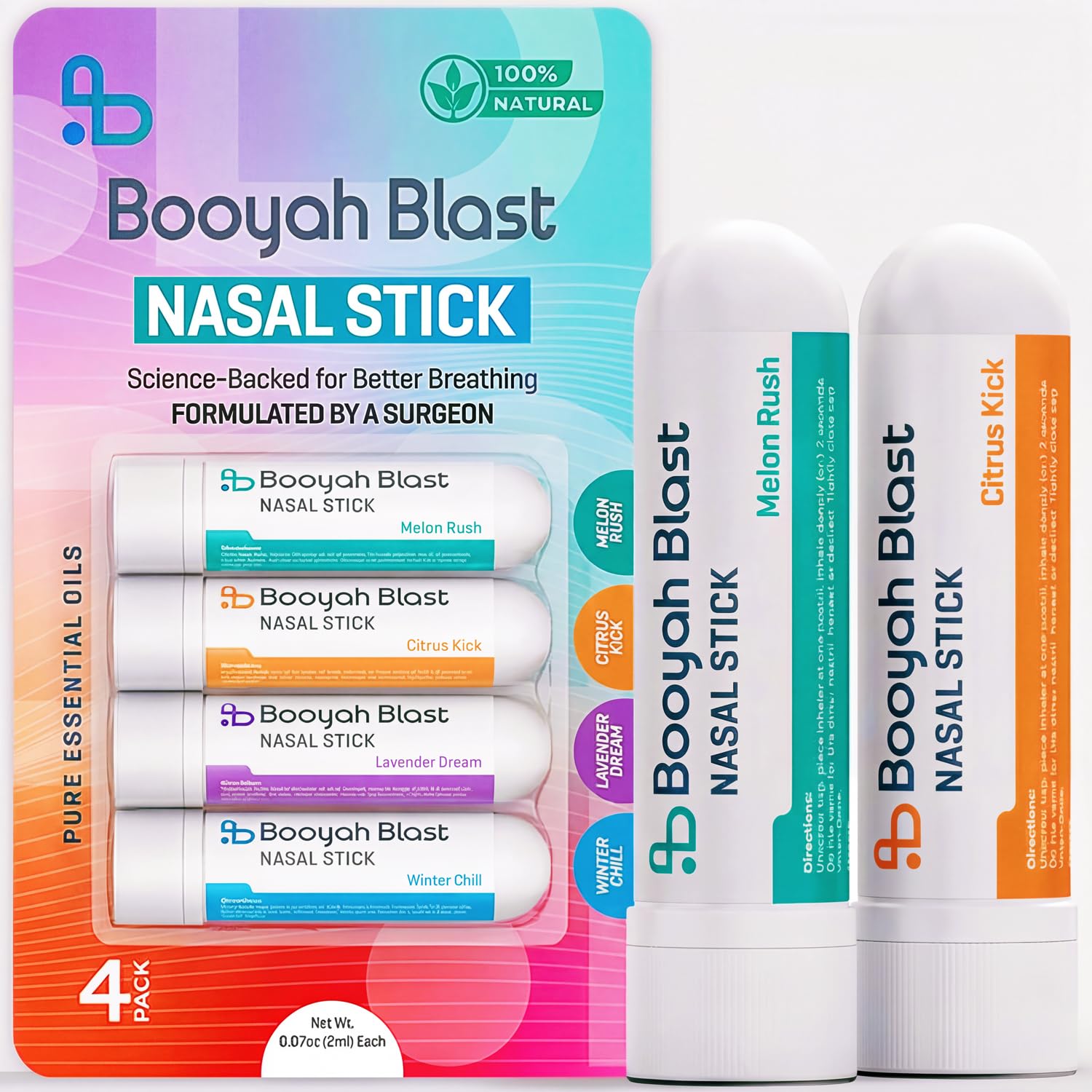 BOOYAH BLAST baton nasal menthol Refroidissement : rafraîchit rapidement les voies nasales.