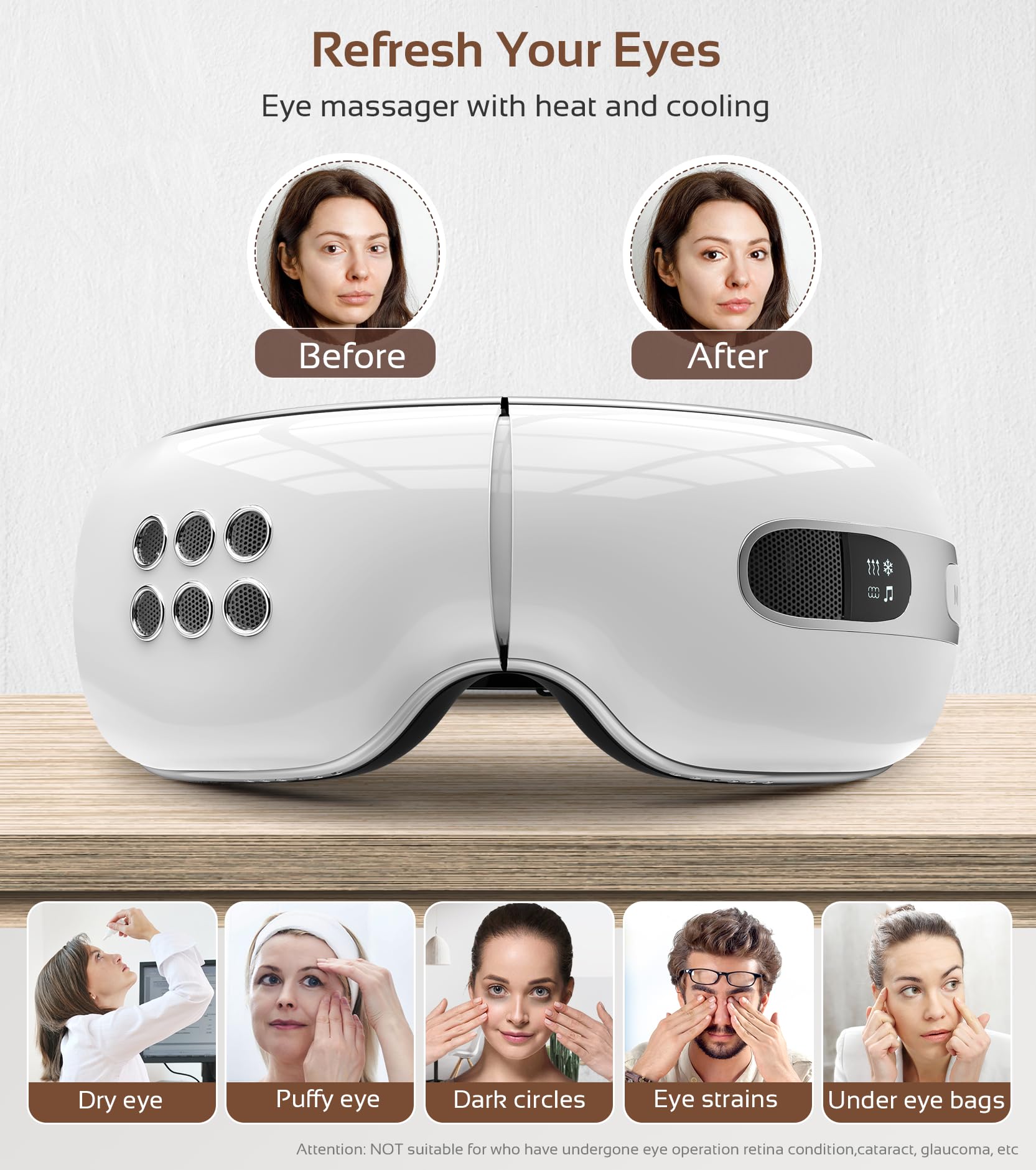 BOQUBOO musique apaisante intégrée pour une expérience relaxante autour des yeux.