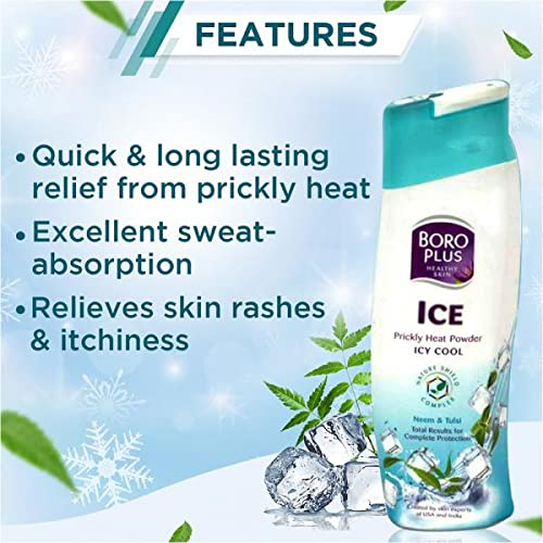 Boroplus Neem Tulsi Poudre, dispenseur: utilisation pratique pour peau sèche et confortable.