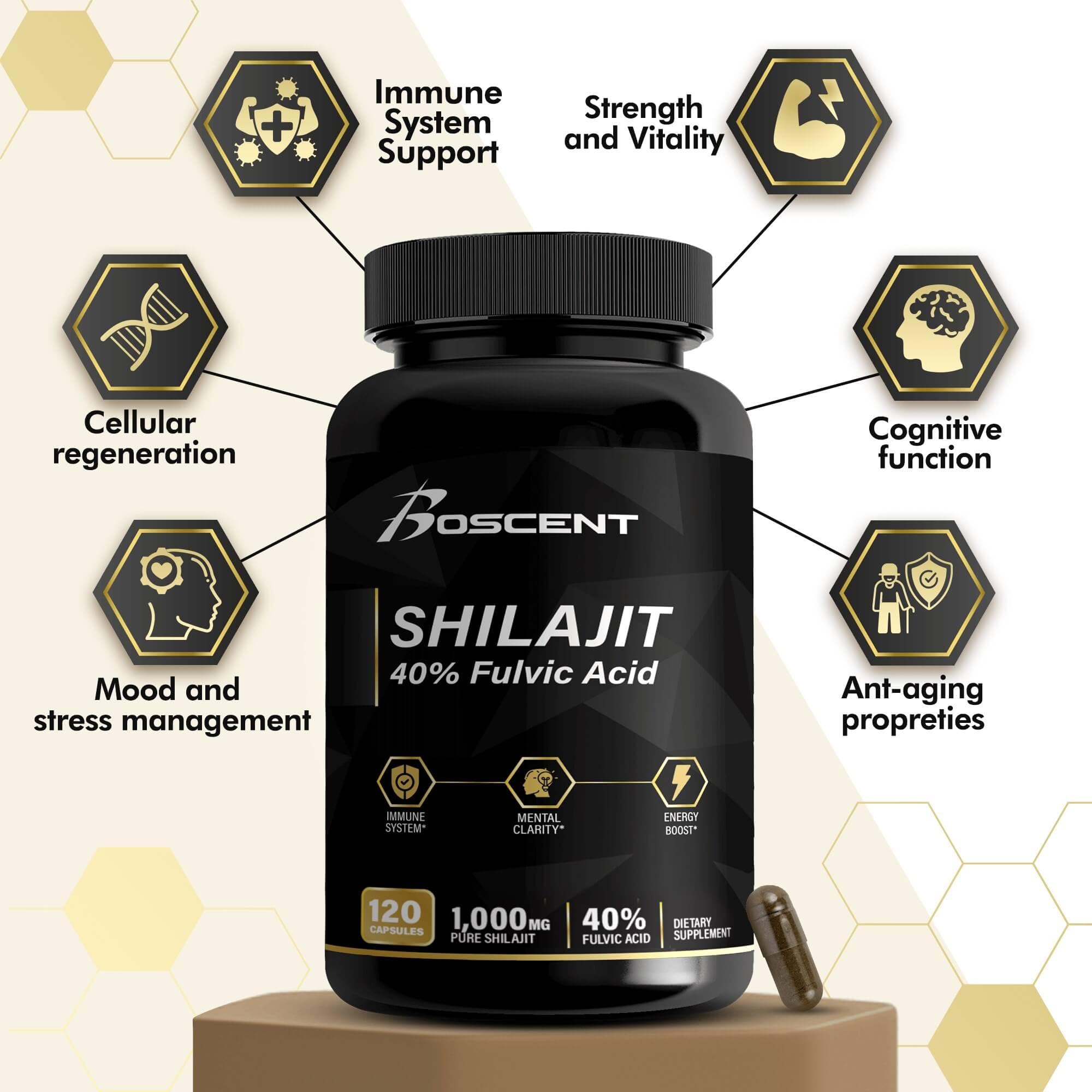 Boscent Shilajit Capsules – approvisionnement Himalaya et qualité premium pour un rituel sain.