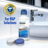 Boston Advance – étui lentilles RGP ouvert, prêt pour le rinçage et l'hydratation.