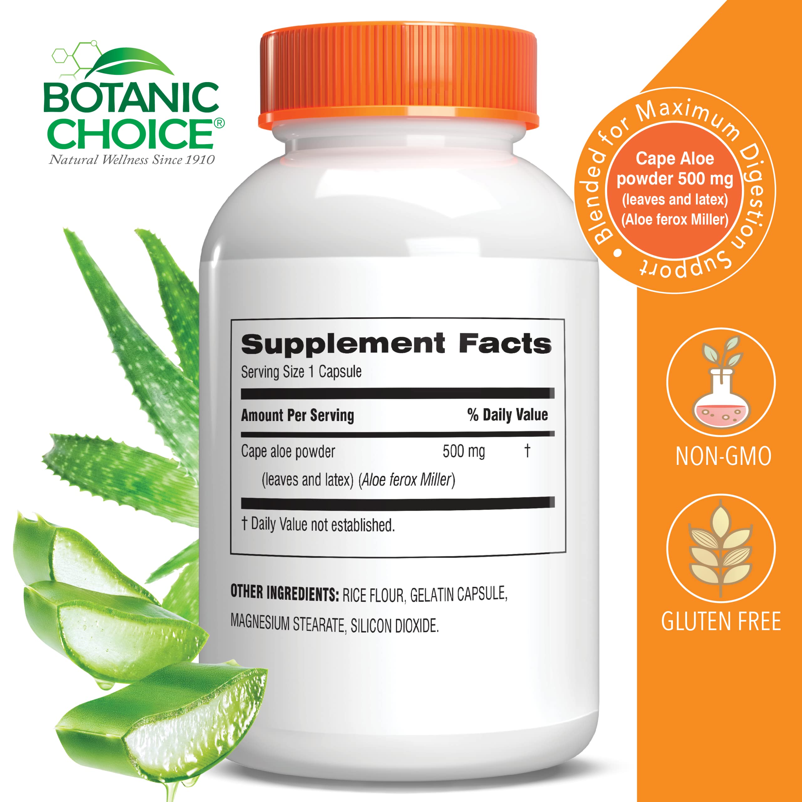 Botanic Choice Aloe Vera – capsules visibles, apport nutritionnel potentiel.