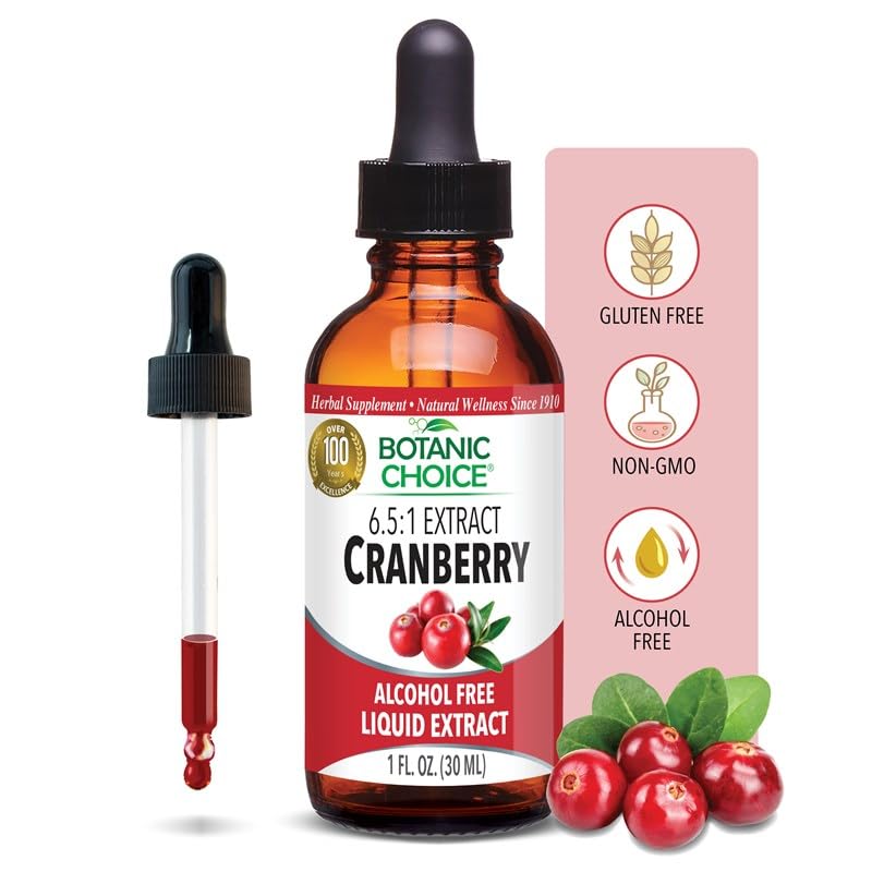 Botanic Choice extrait liquide de canneberge – bouteille sombre soutient potentiel des voies urinaires