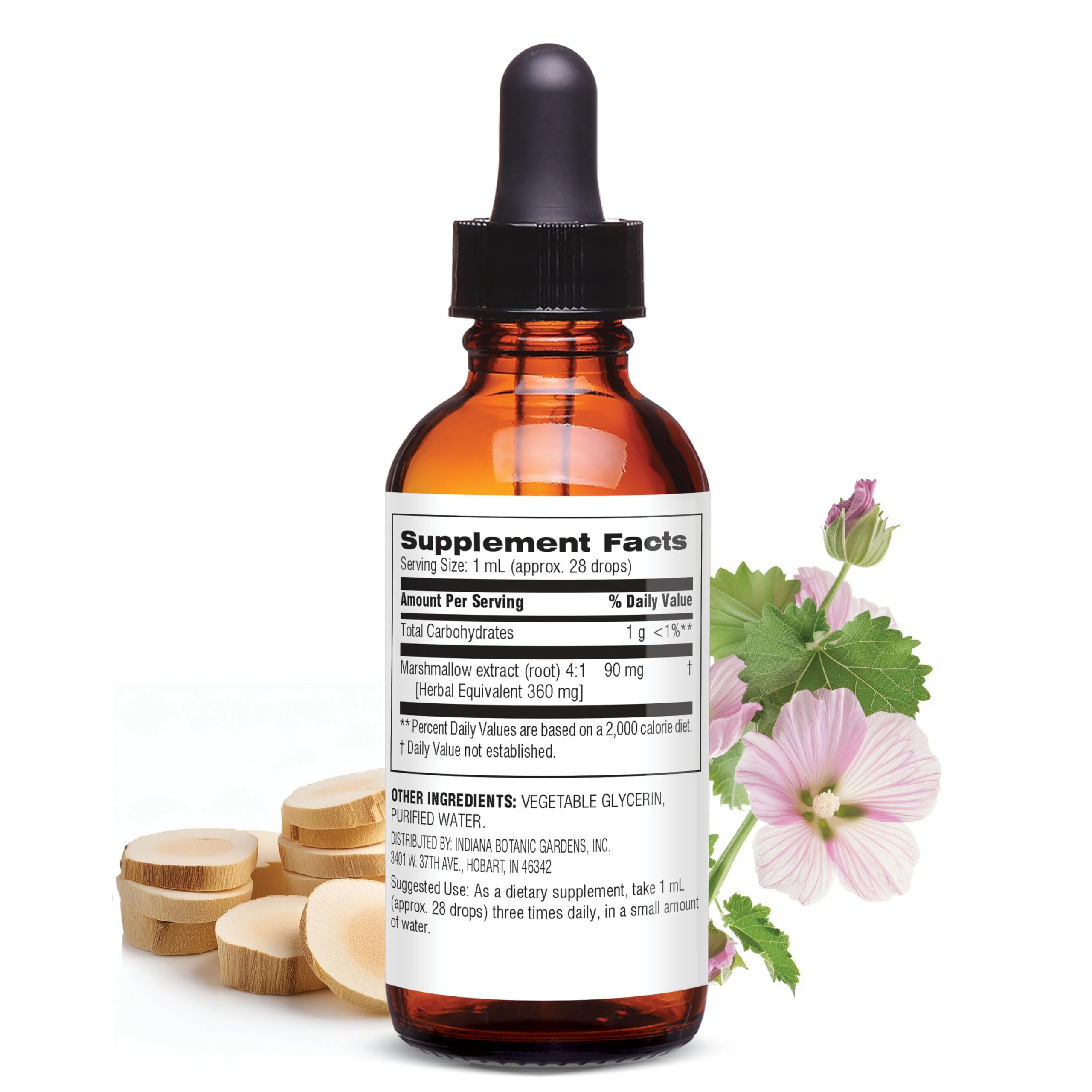 Gouttes Botanic Choice avec compte-gouttes pour dilution facile dans eau ou boisson.