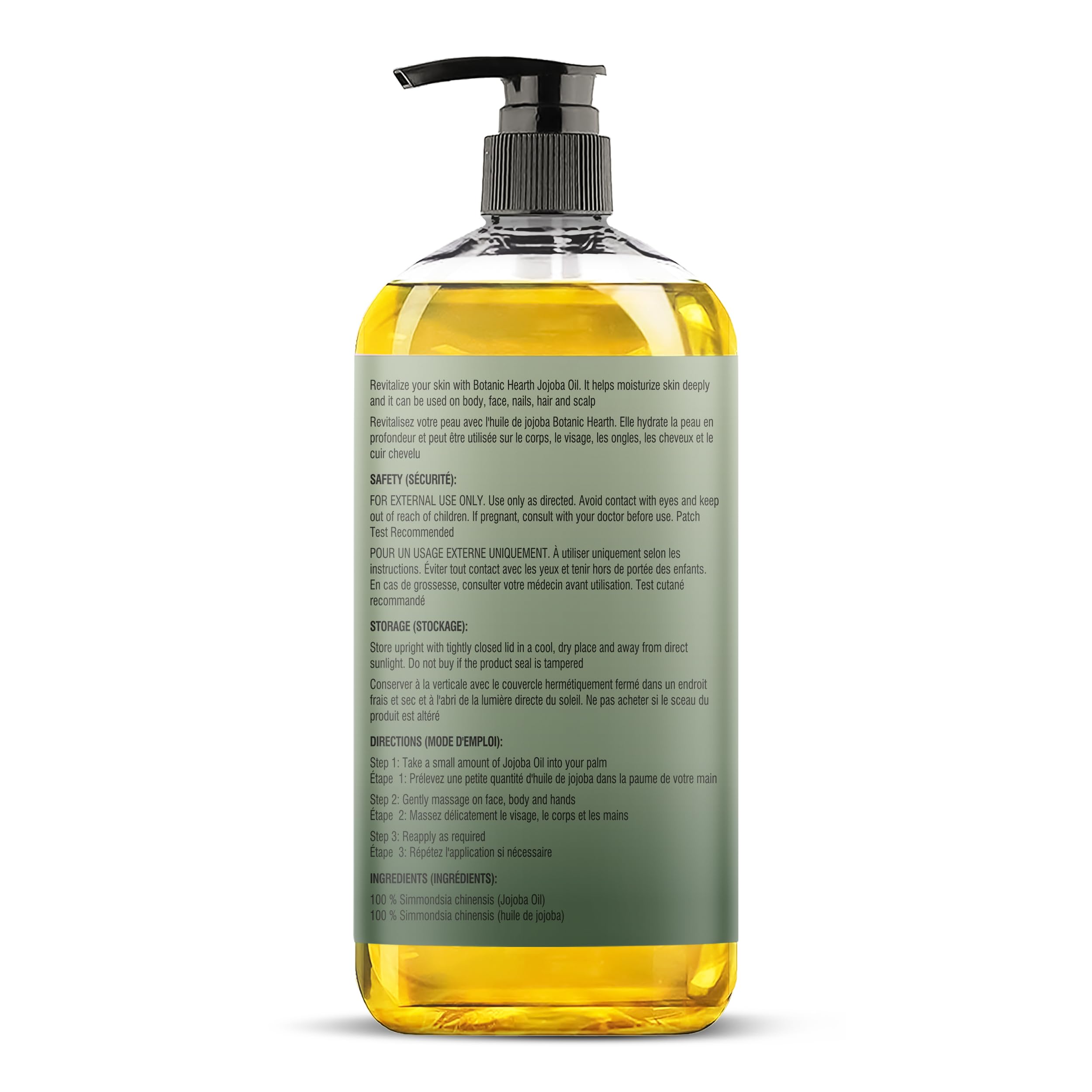 Botanic Hearth huile de massage jojoba - pression à froid pour peau douce et nourrie.