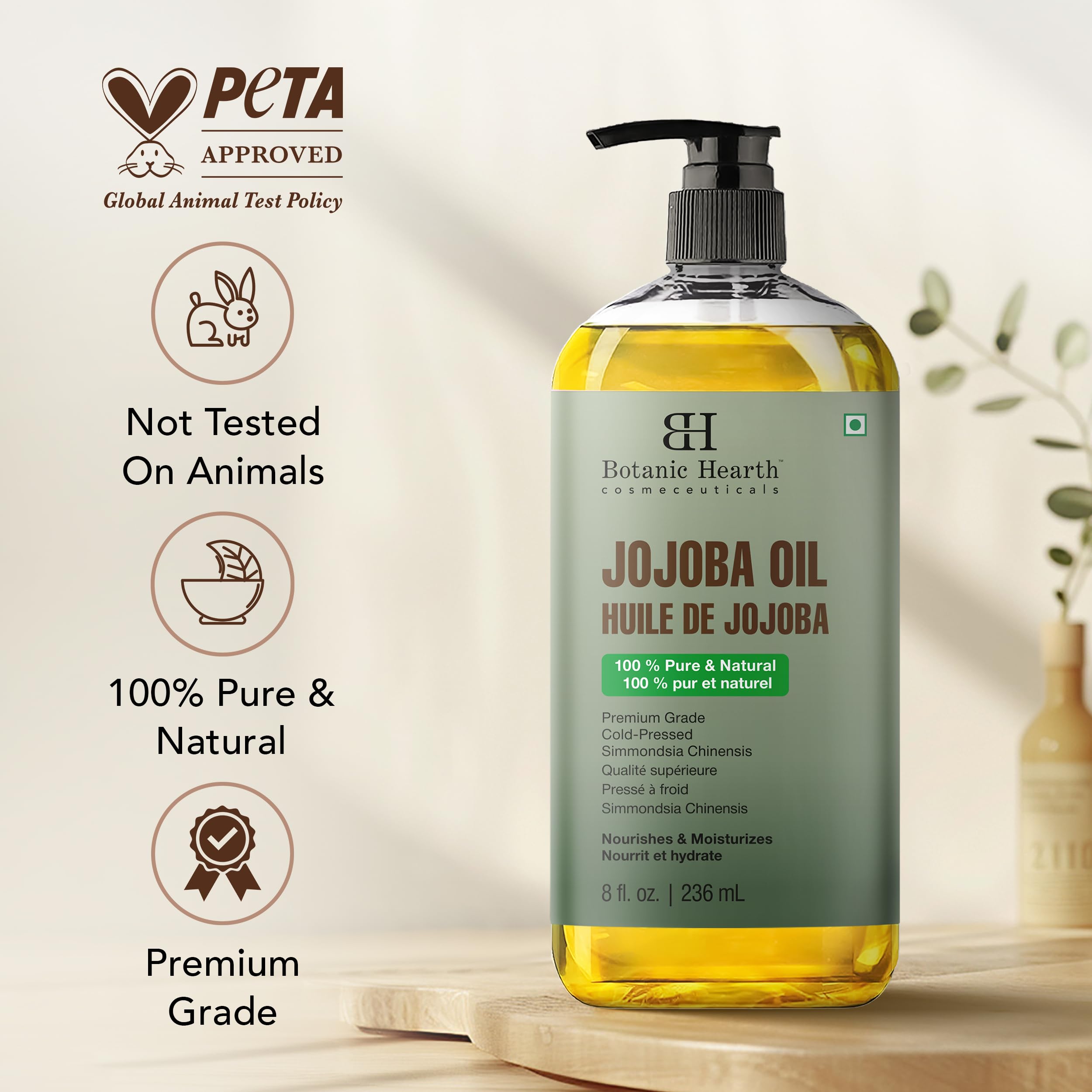 Botanic Hearth huile de massage jojoba - soin peau durable et cheveux brillants.