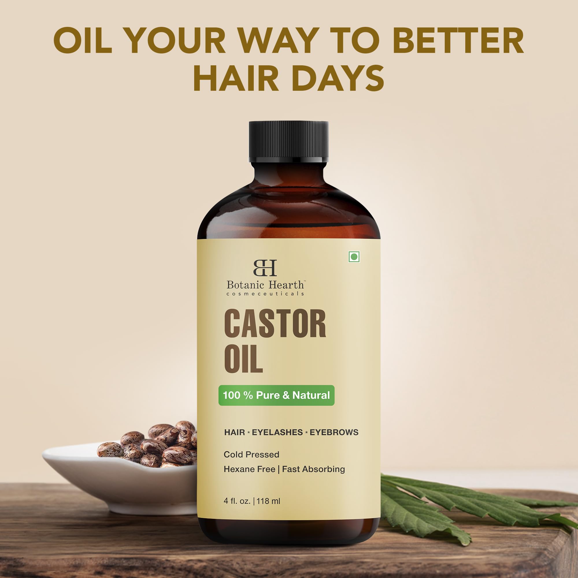 Brillance naturelle des cheveux grâce à l huile de ricin Botanic Hearth.