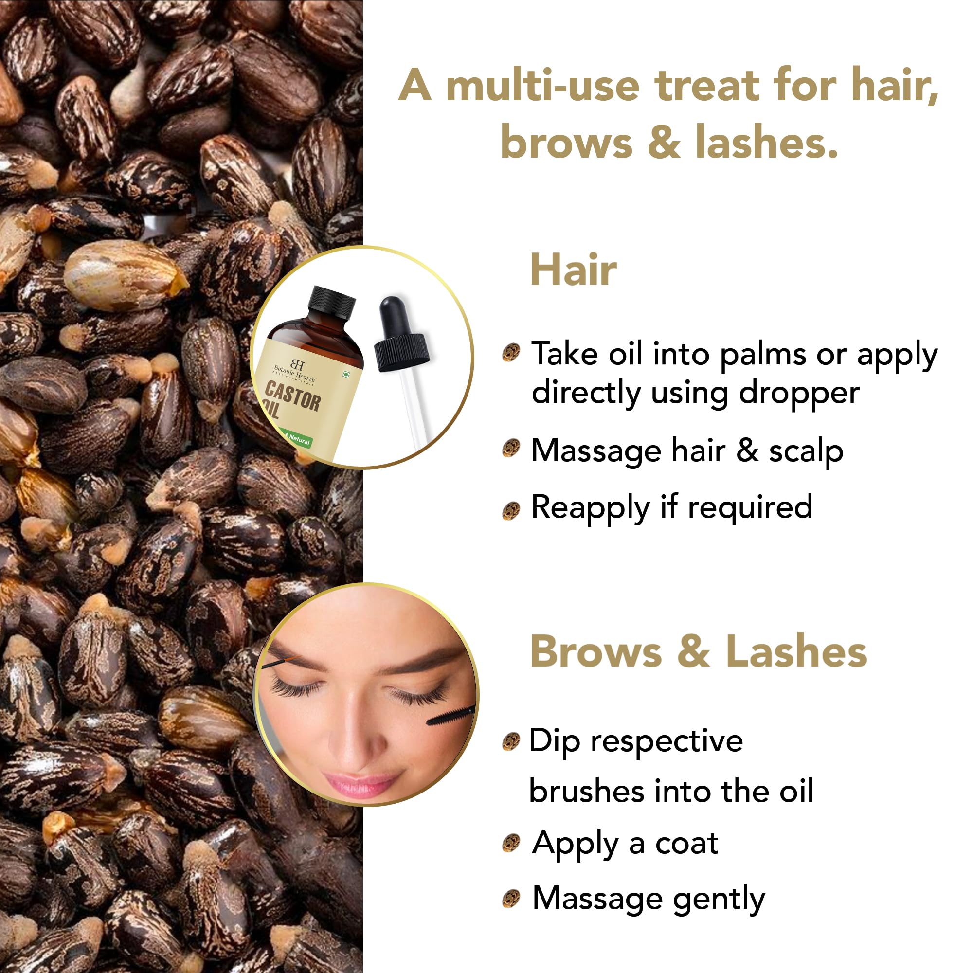 Formulation naturelle Botanic Hearth huile de ricin pour soins quotidiens.