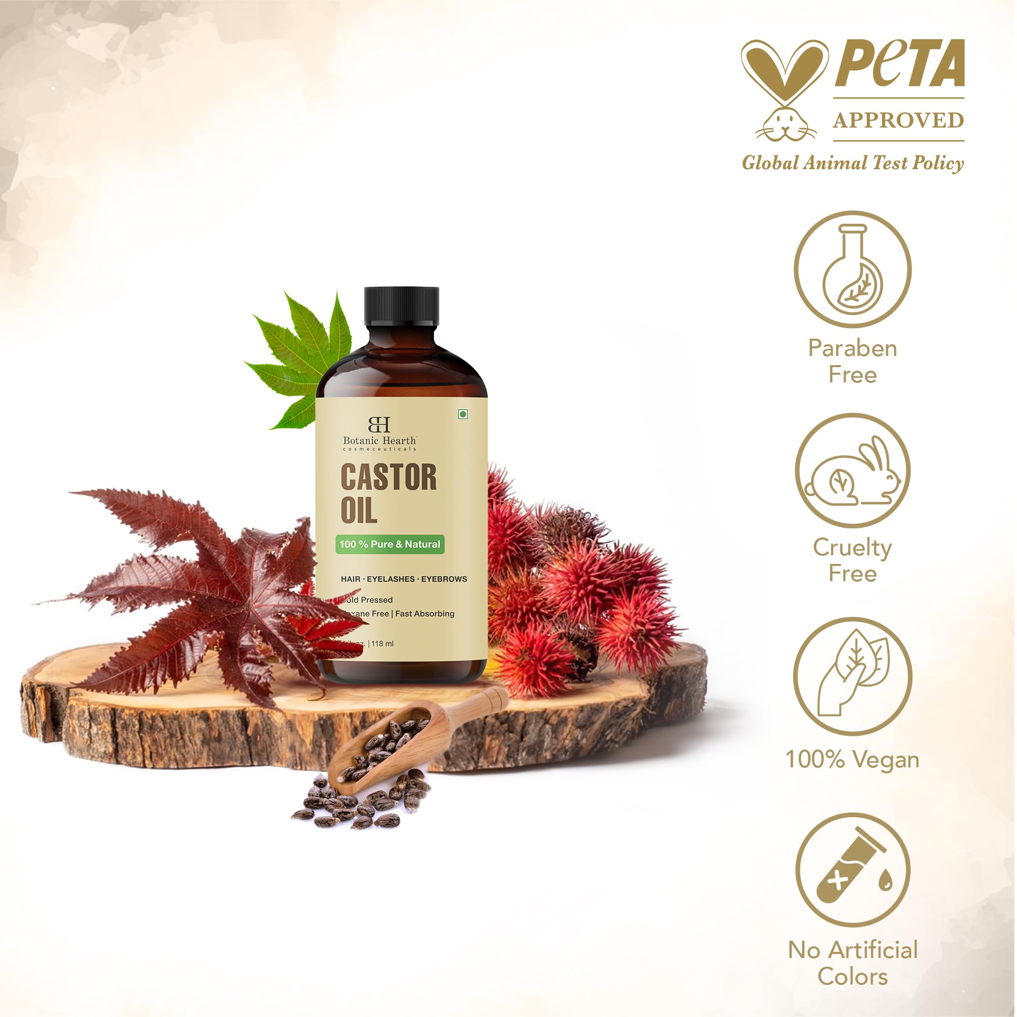 Hydratation cuir chevelu avec huile de ricin Botanic Hearth.