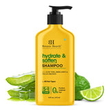 Botanic Hearth Shampoing Aloe Vera Bergamote, bouteille visible, hydratation douce pour cheveux.