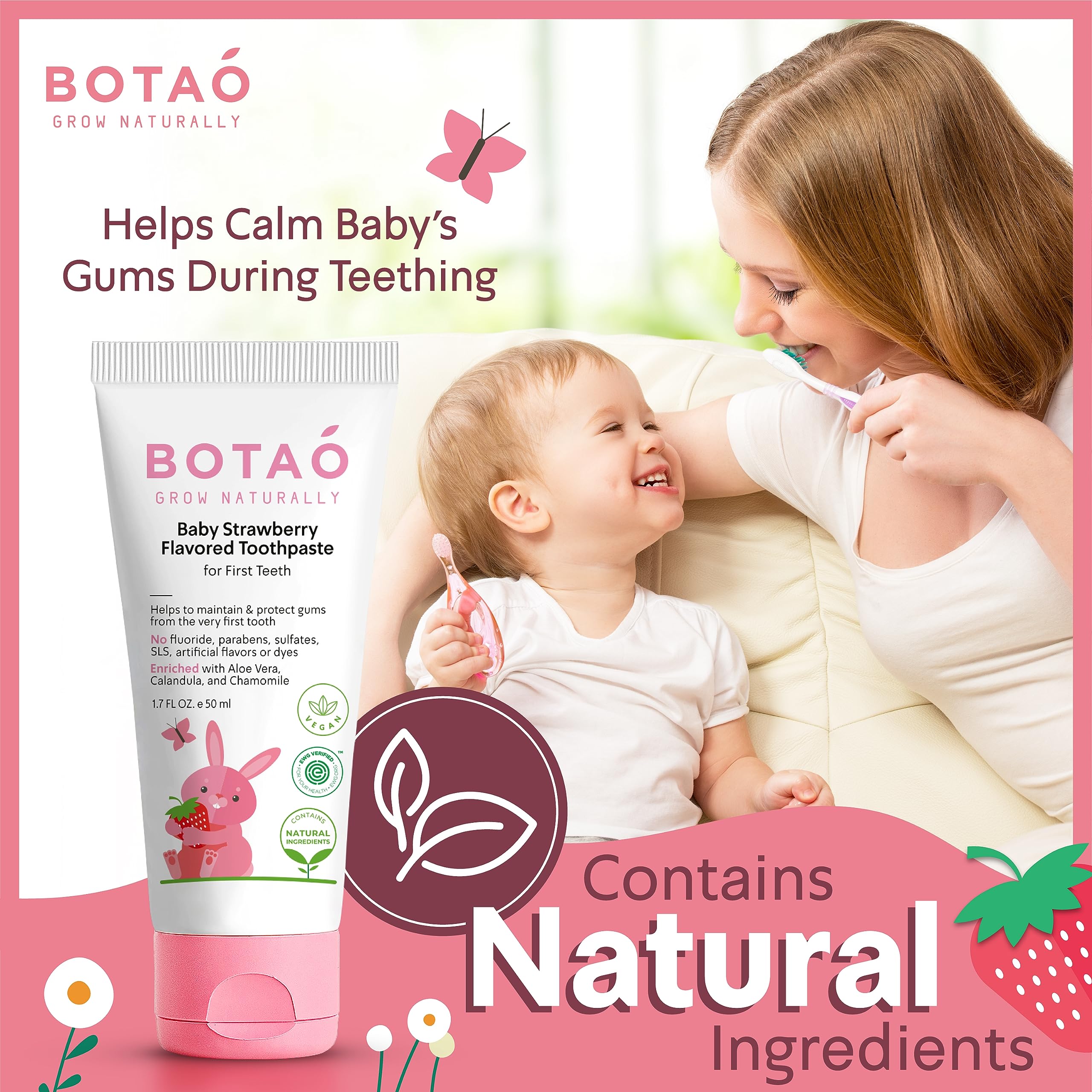 BOTAO dentifrice bébé tube petite, emballage pratique pour les premières brossées.