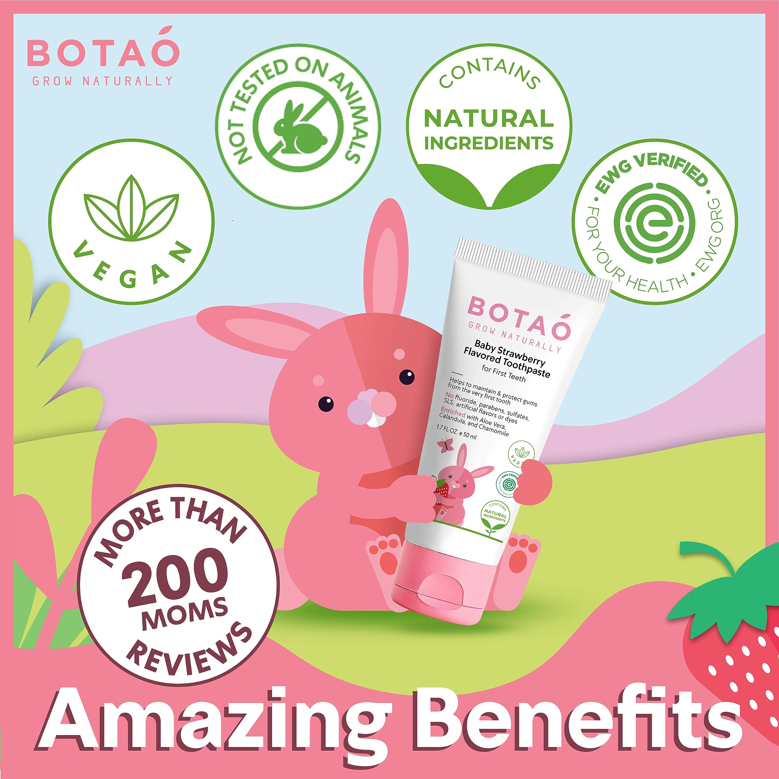 BOTAO dentifrice bébé sans danger à avaler, routine quotidienne rassurante.