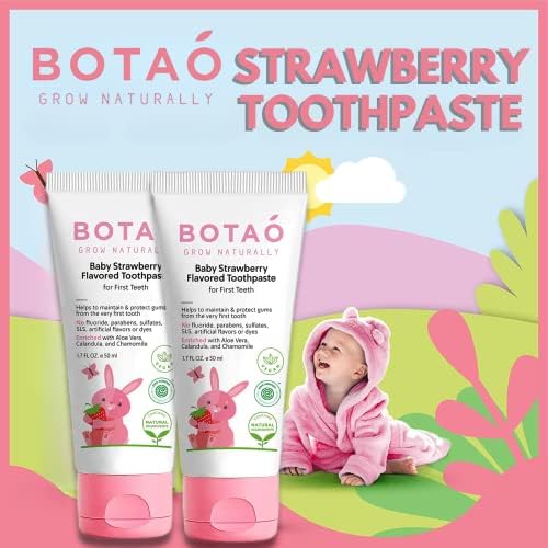 Ambiance fraise sur l’emballage BOTAO, rend le brossage plus attractif pour l’enfant.