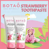Ambiance fraise sur l’emballage BOTAO, rend le brossage plus attractif pour l’enfant.