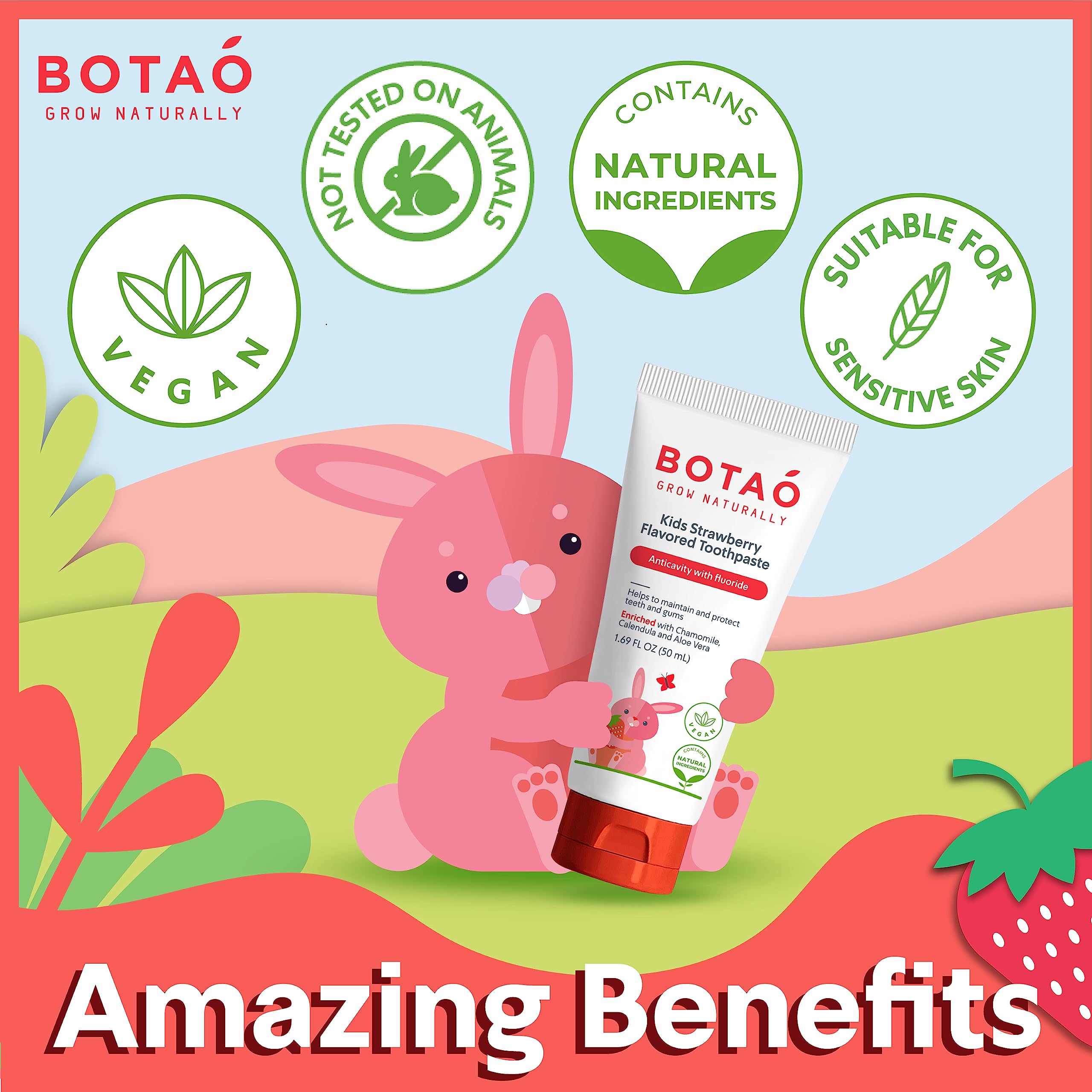 Goût fraise naturelle qui plaît aux enfants et favorise le brossage