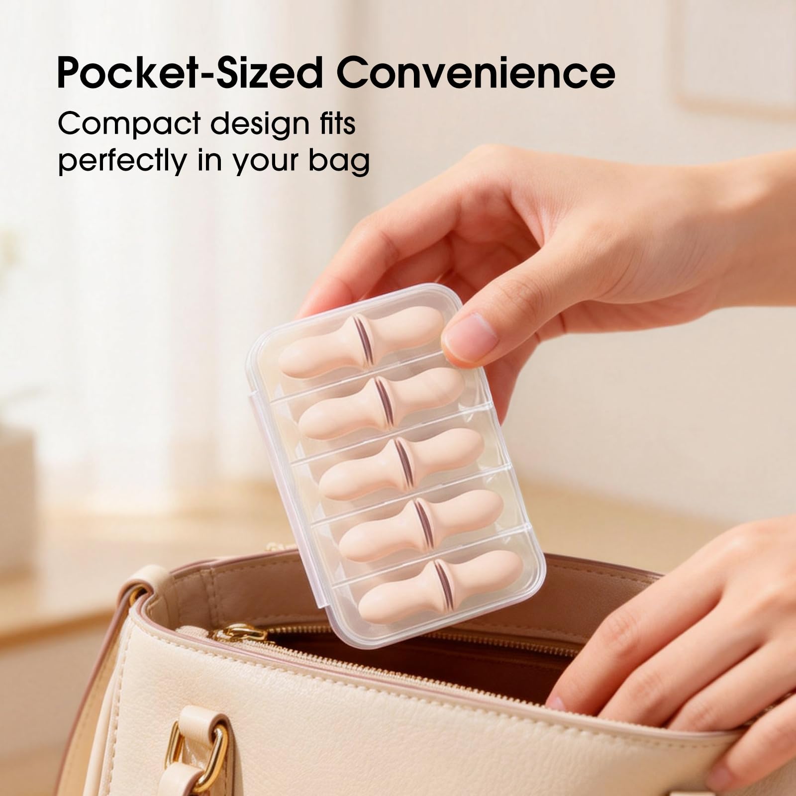 Bouchons d’oreille compacts et nomades, parfaits en voyage.