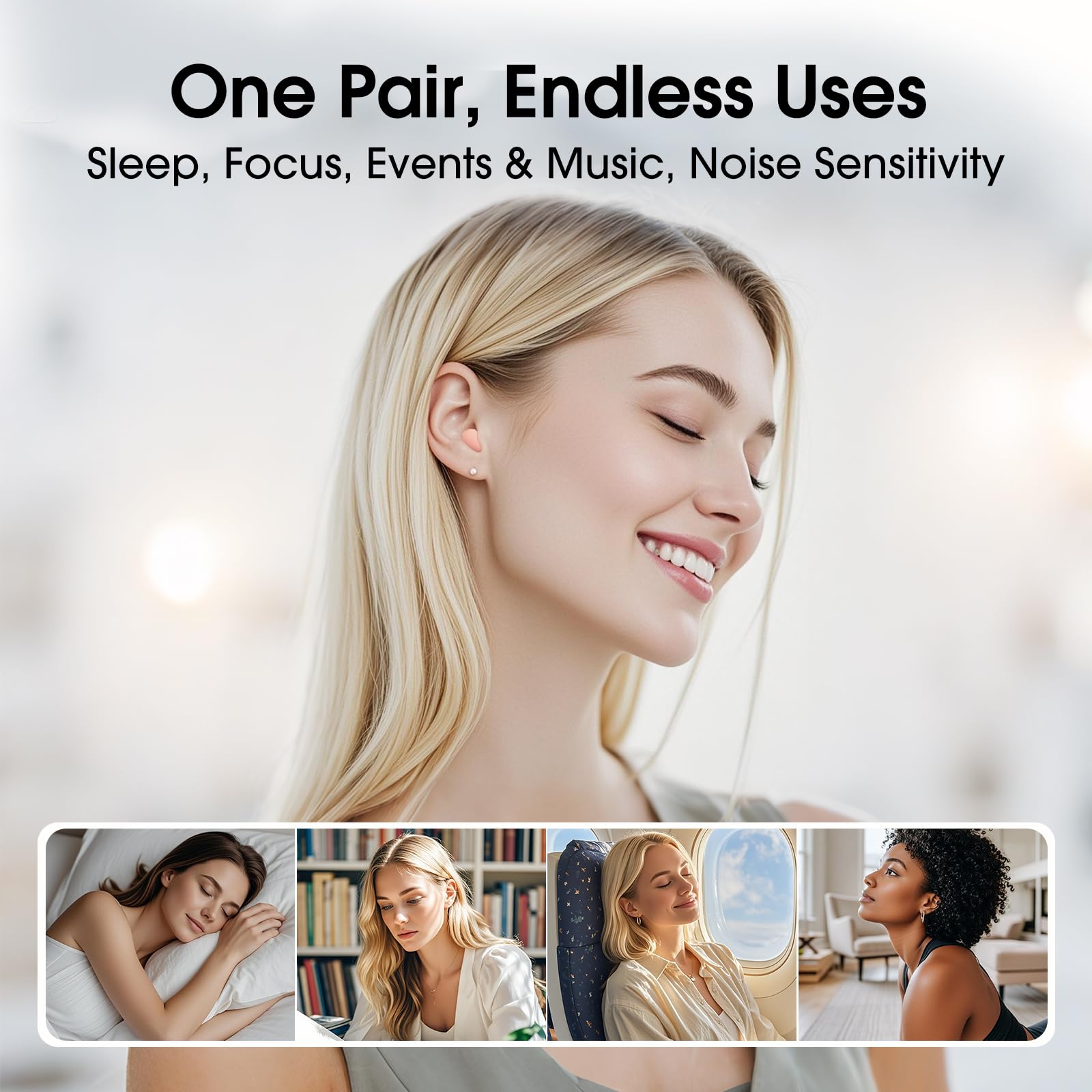 Bouchons d’oreille polyvalents pour dormir, étudier et méditer.