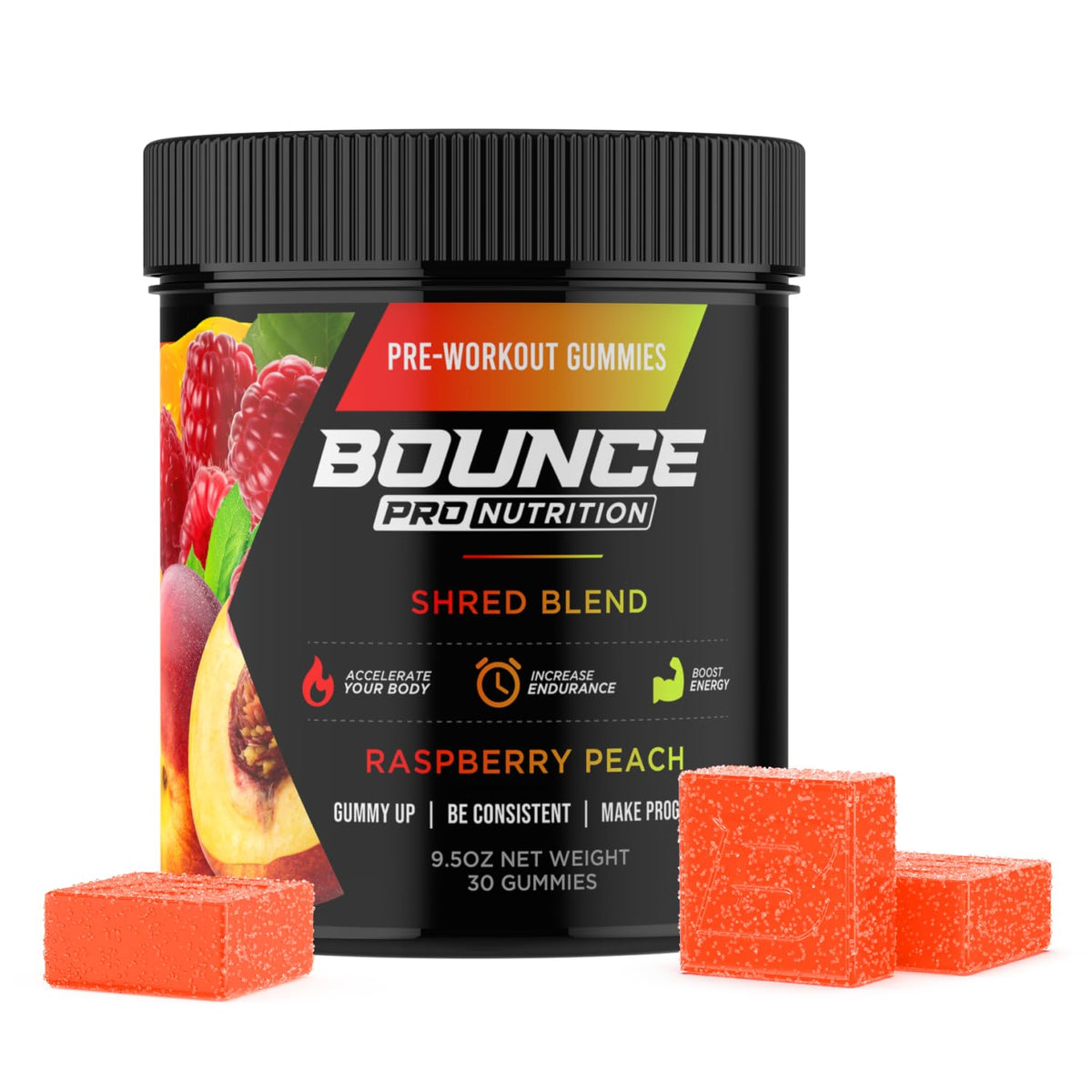 Bounce Pro Shred Blend gommes framboise-pêche énergie durable pour l’entraînement