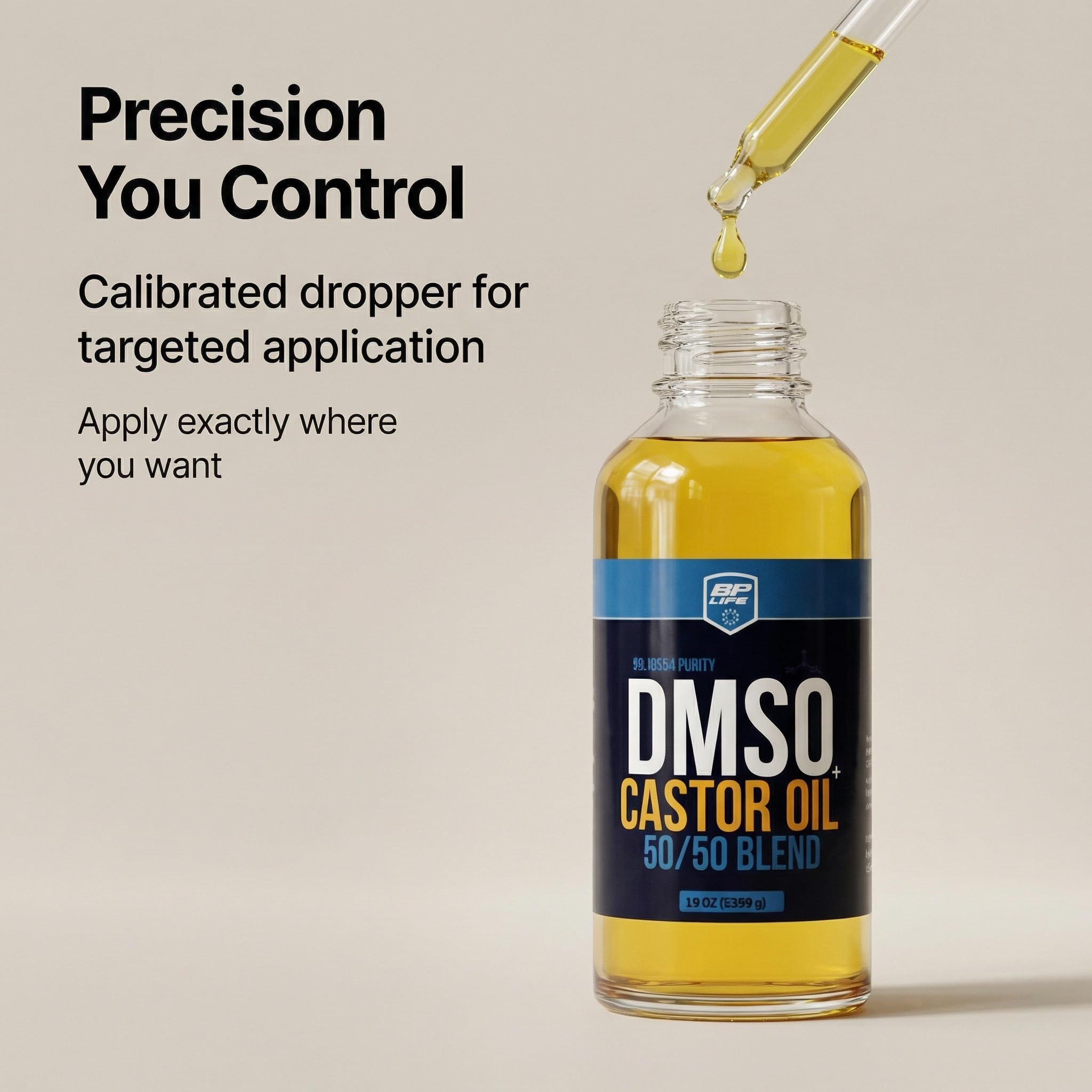 BP Life DMSO + huile de ricin, goutte précise pour dosage facile.