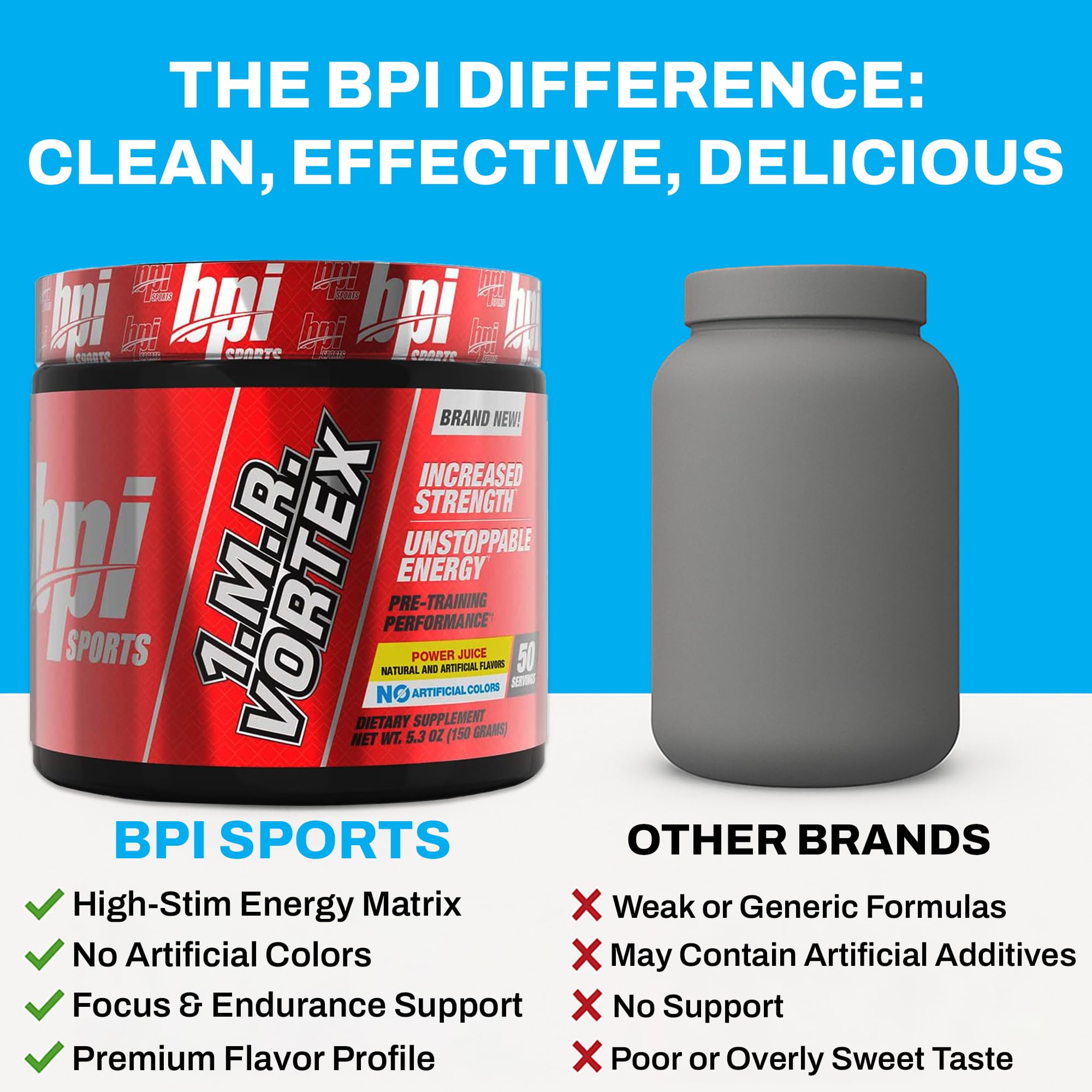 Poudre pré-entraînement BPI 1.M.R Vortex prête pour l’entraînement intensif.
