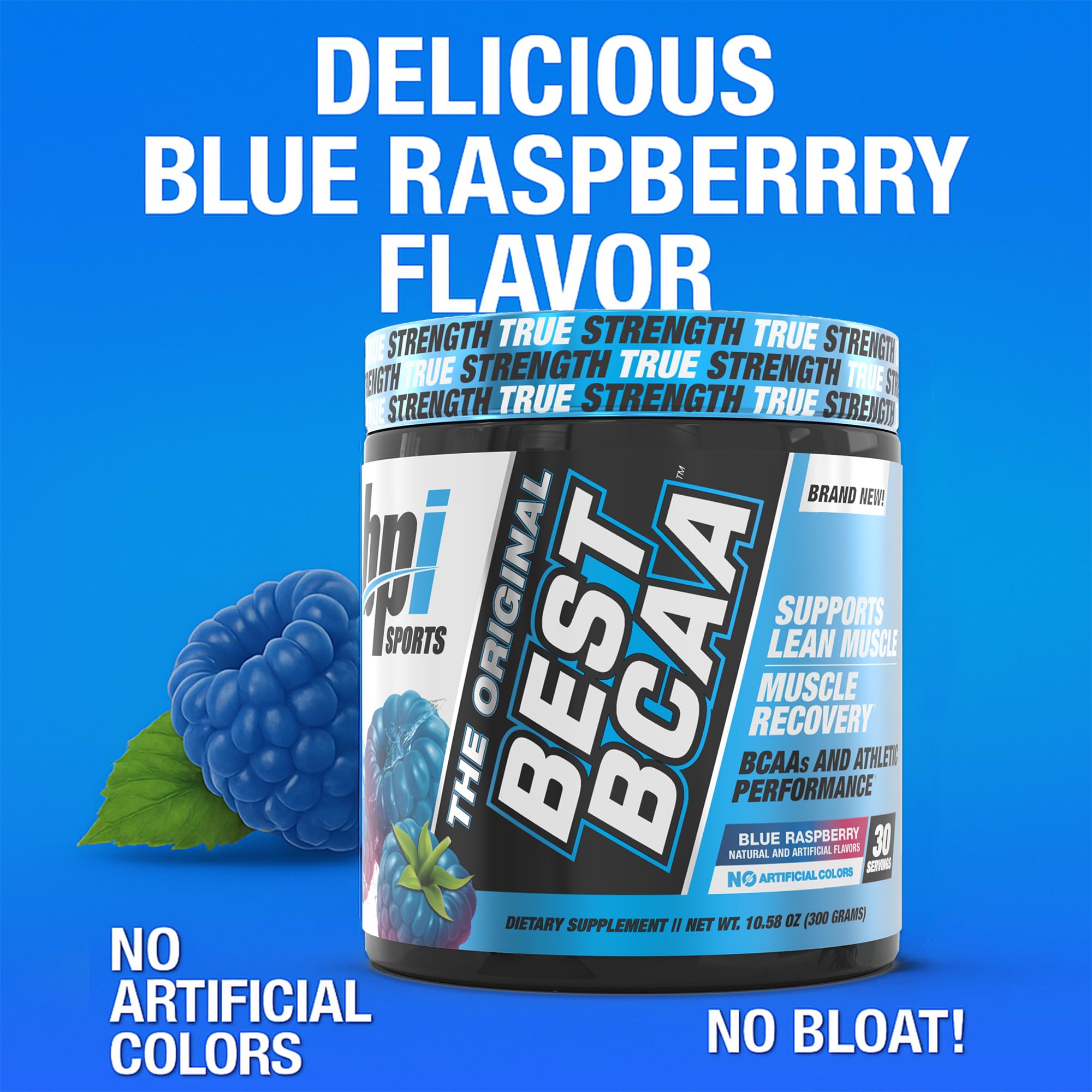 Dose BCAA BPI Best BCAA framboise bleue, pratique et rapide à mesurer.