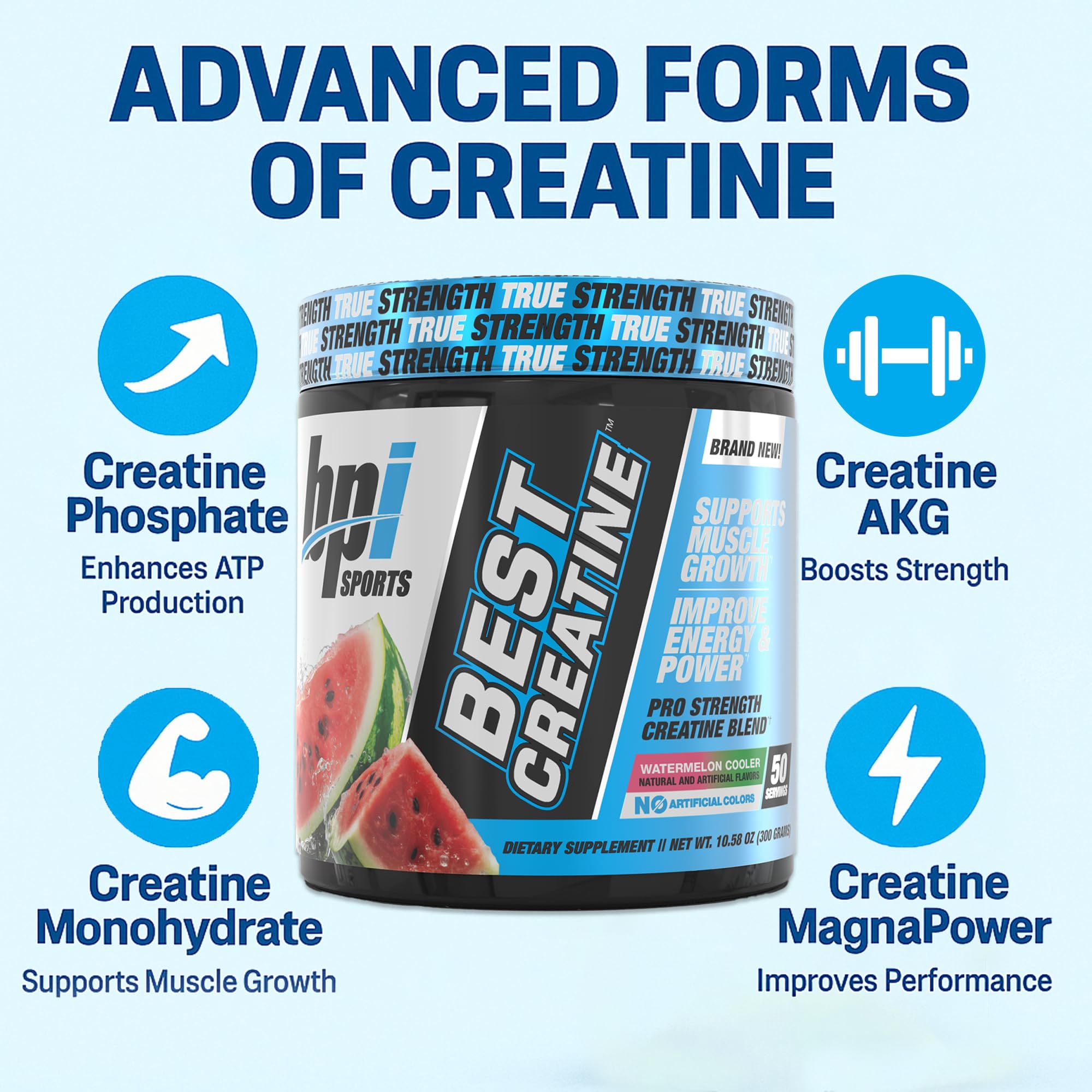 BPI Sports Best Creatine poudre saveur pastèque pour une expérience agréable et régulière.