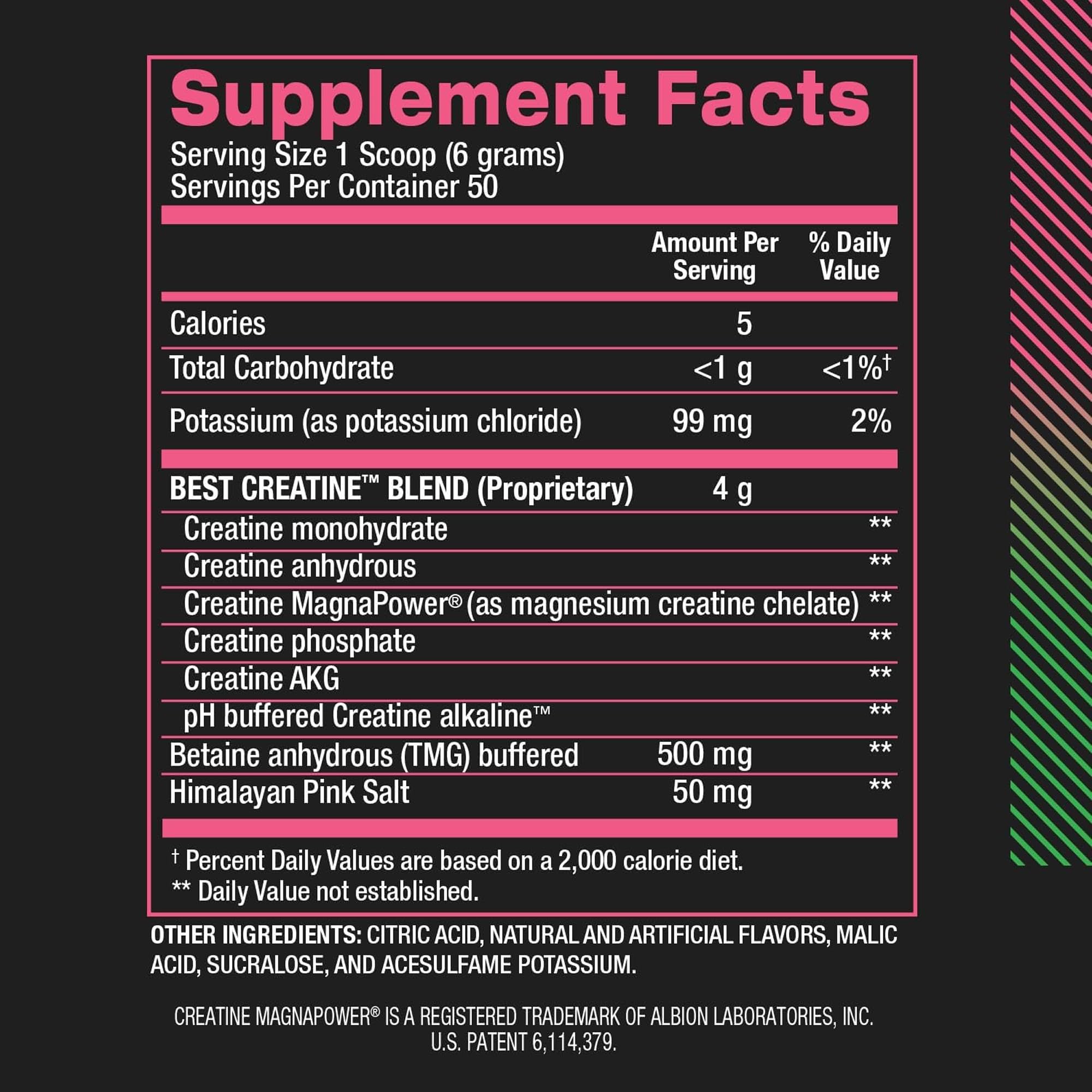 BPI Sports Best Creatine utilisation quotidienne simple sans phase de chargement.