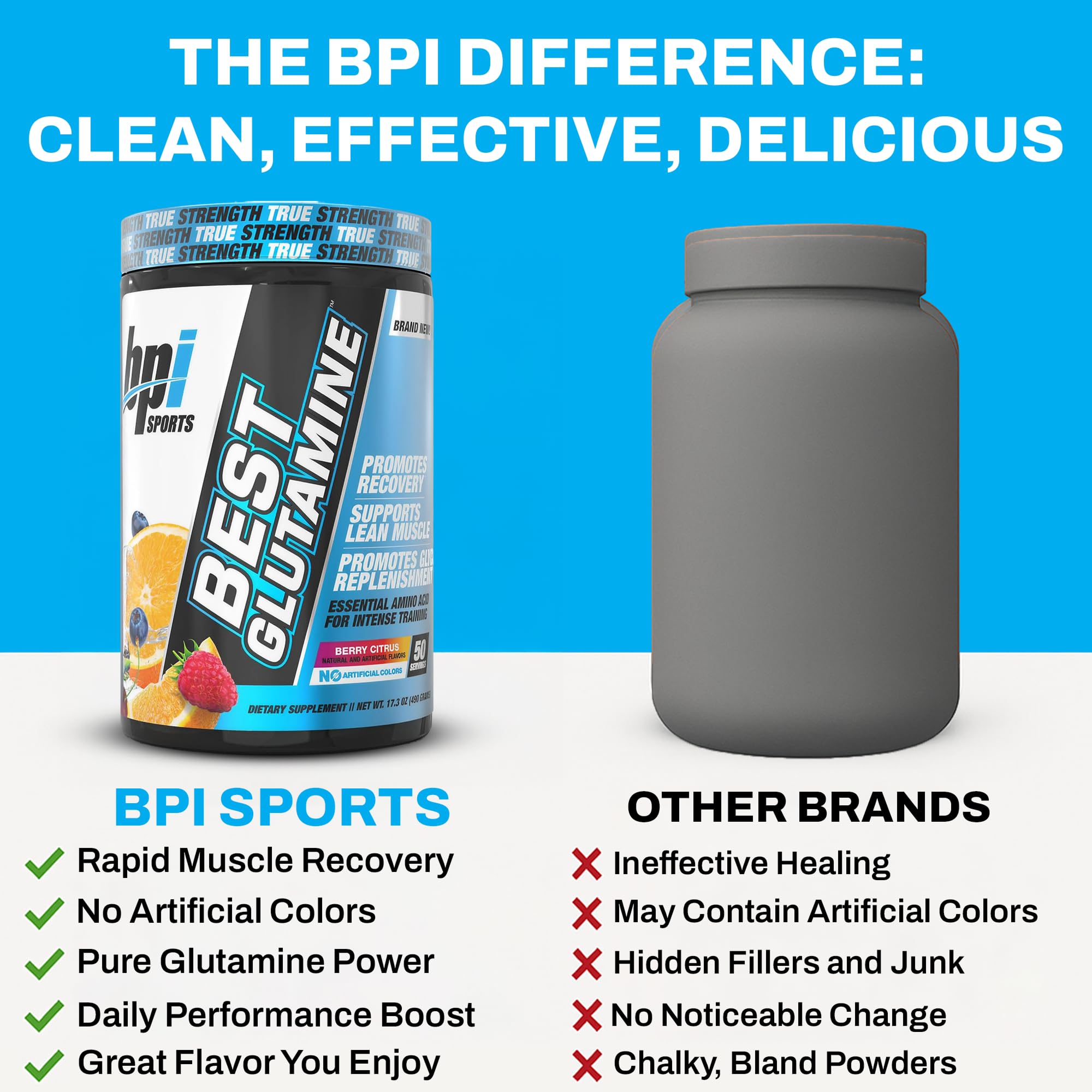 BPI Sports Best Glutamine – poudre fine qui se mélange facilement après l’entraînement