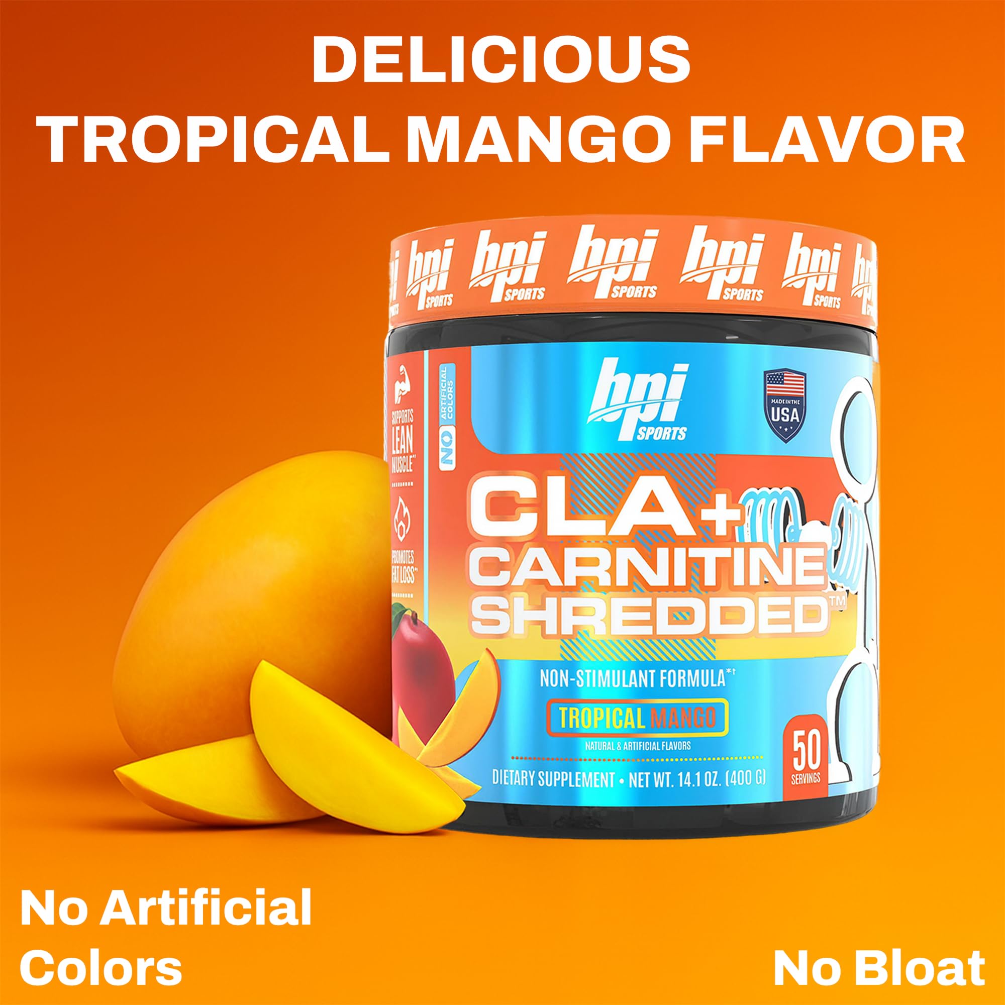 Étiquette et ingrédients CLA + Carnitine Shredded, informations claires sur la formule.