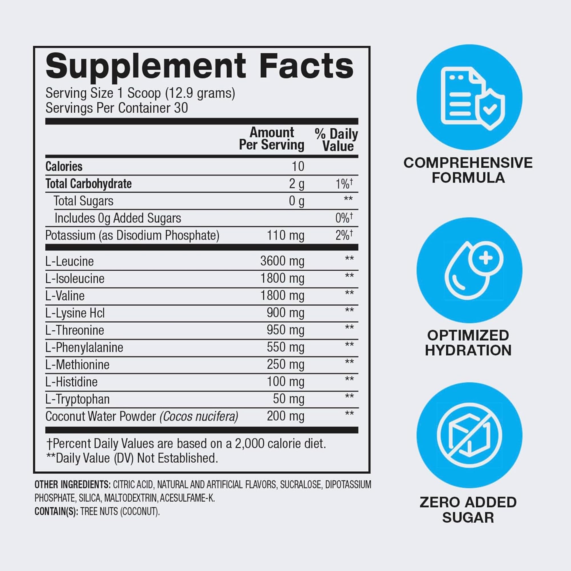 BPI Sports Essential Amino Acids EAA – hydratation coco-électrolytes: maintien des fluides pendant l'effort.