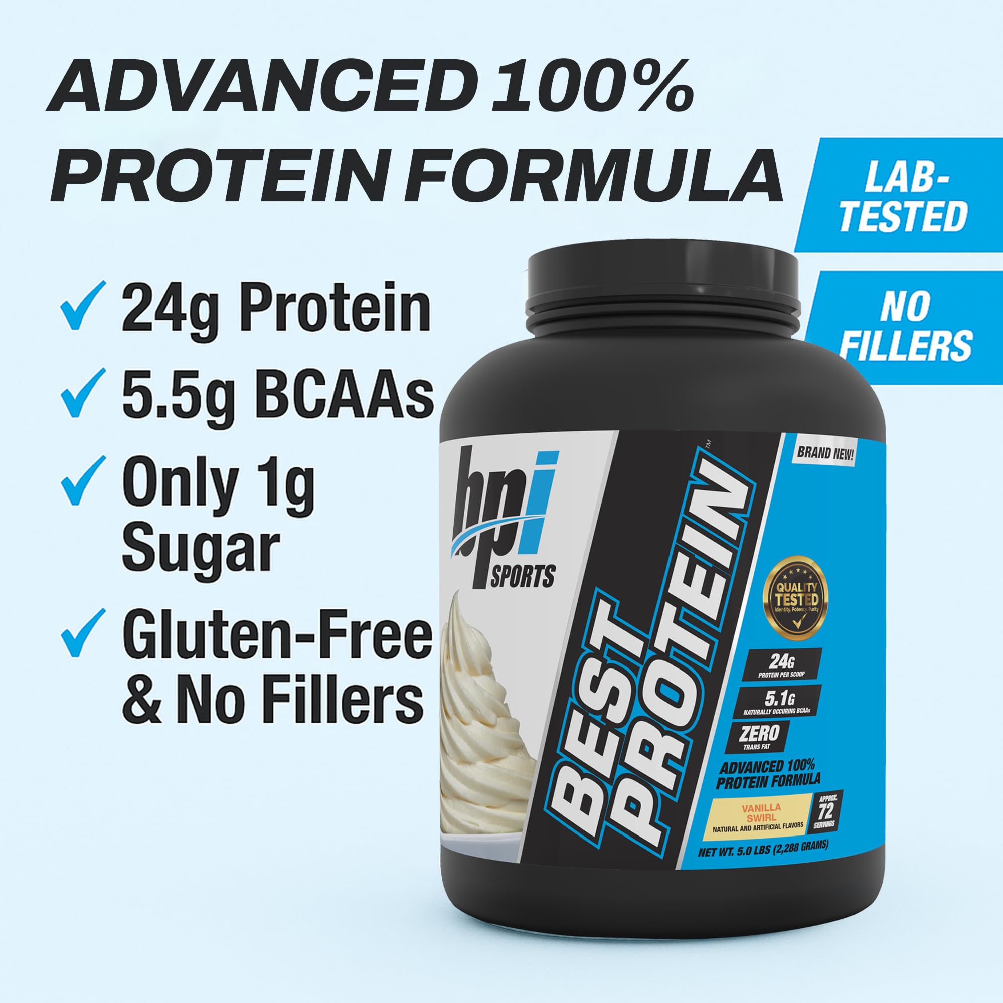 Scoop BPI Sports Meilleure Protéine pour croissance musculaire potentielle.